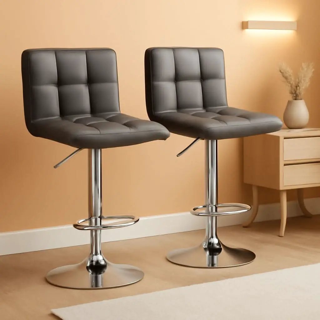 Modern PU Leather Adjustable Swivel Bar Stools Deep Gray from PriceLows™