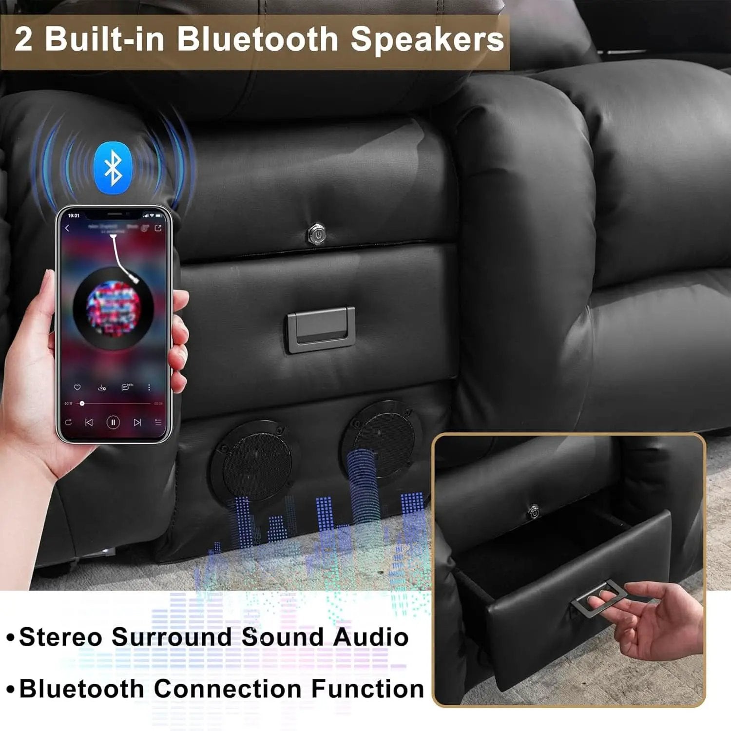 Power Reclining Loveseat With Massage And LED Lighting from PriceLows™