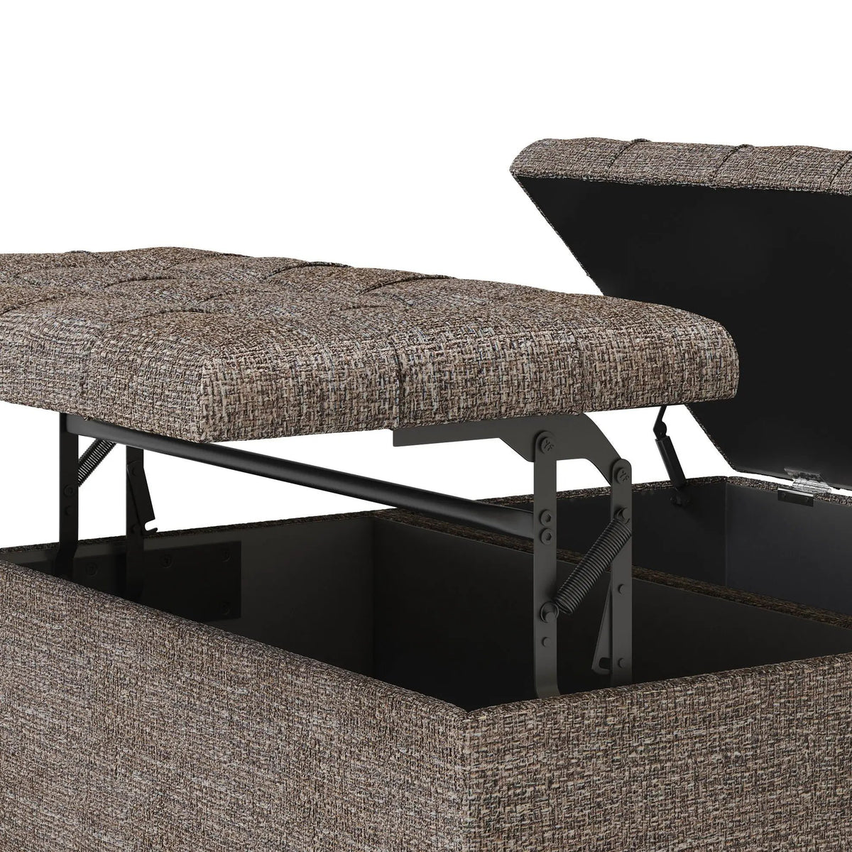 Coffee Table Storage Ottoman | Lift Top Hinge | Solid Wood Base | Large Square