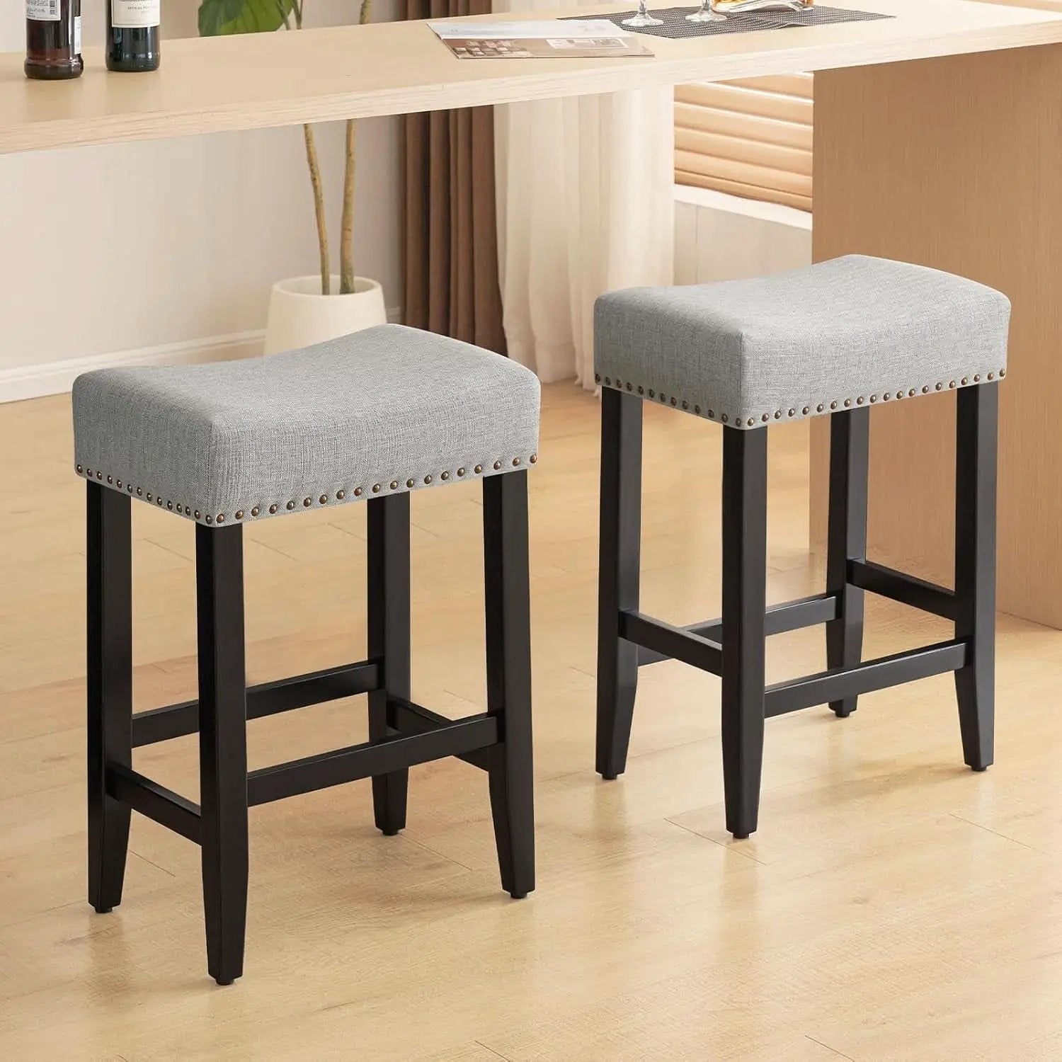 Ergonomic Upholstered Bar Stools Set for Kitchen Island from PriceLows™