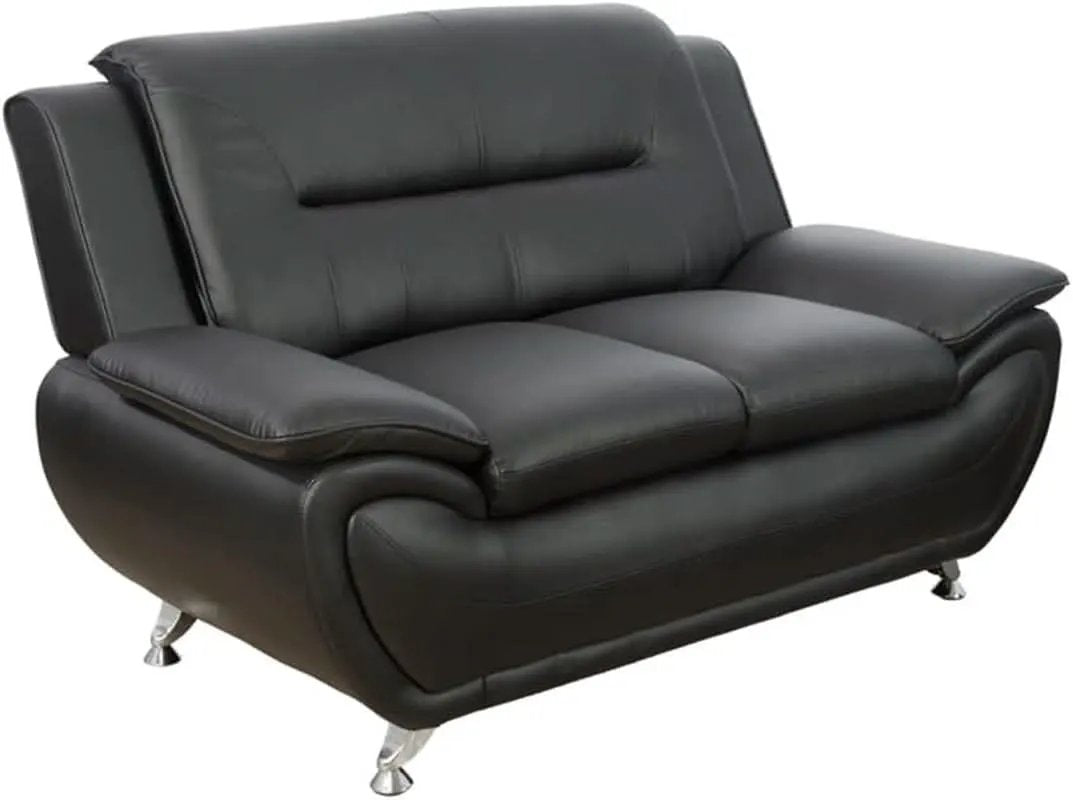 Leather Sofa and Loveseat Set for Living Room Black Leather Furniture from PriceLows™