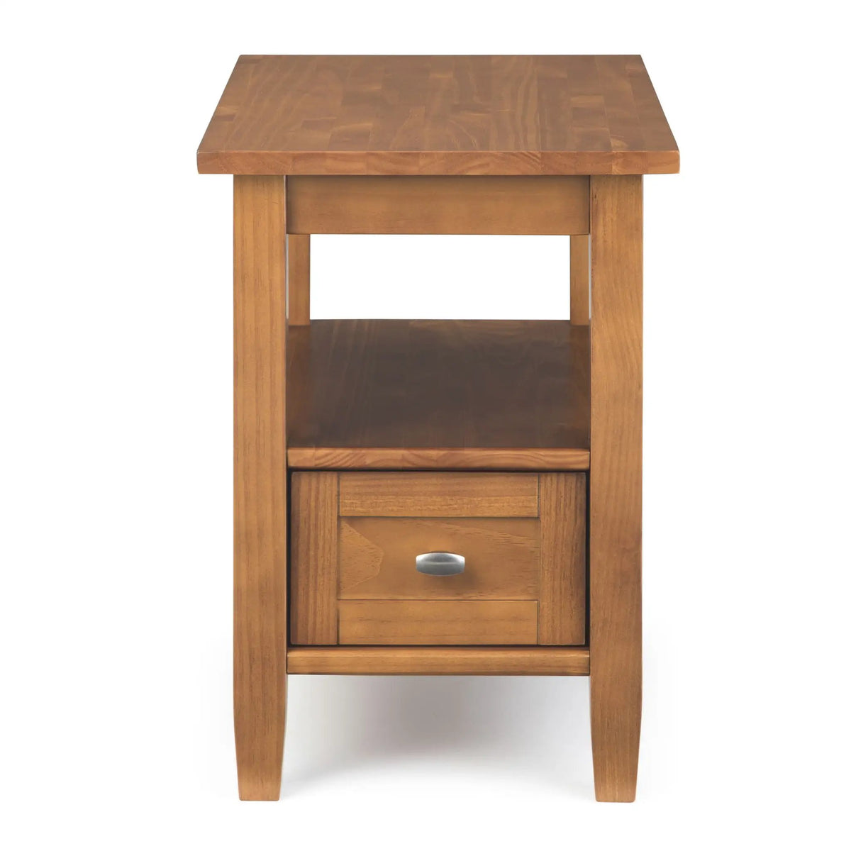 Warm Shaker Solid Wood Table | Bottom Drawer | Open Shelf Storage