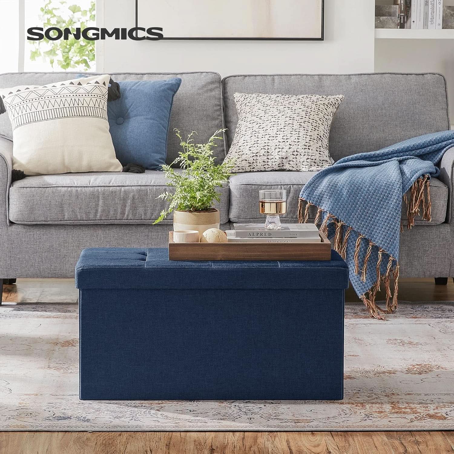 30 Inch Ottoman Bench Midnight Blue Storage Unit Pro Max from PriceLows™
