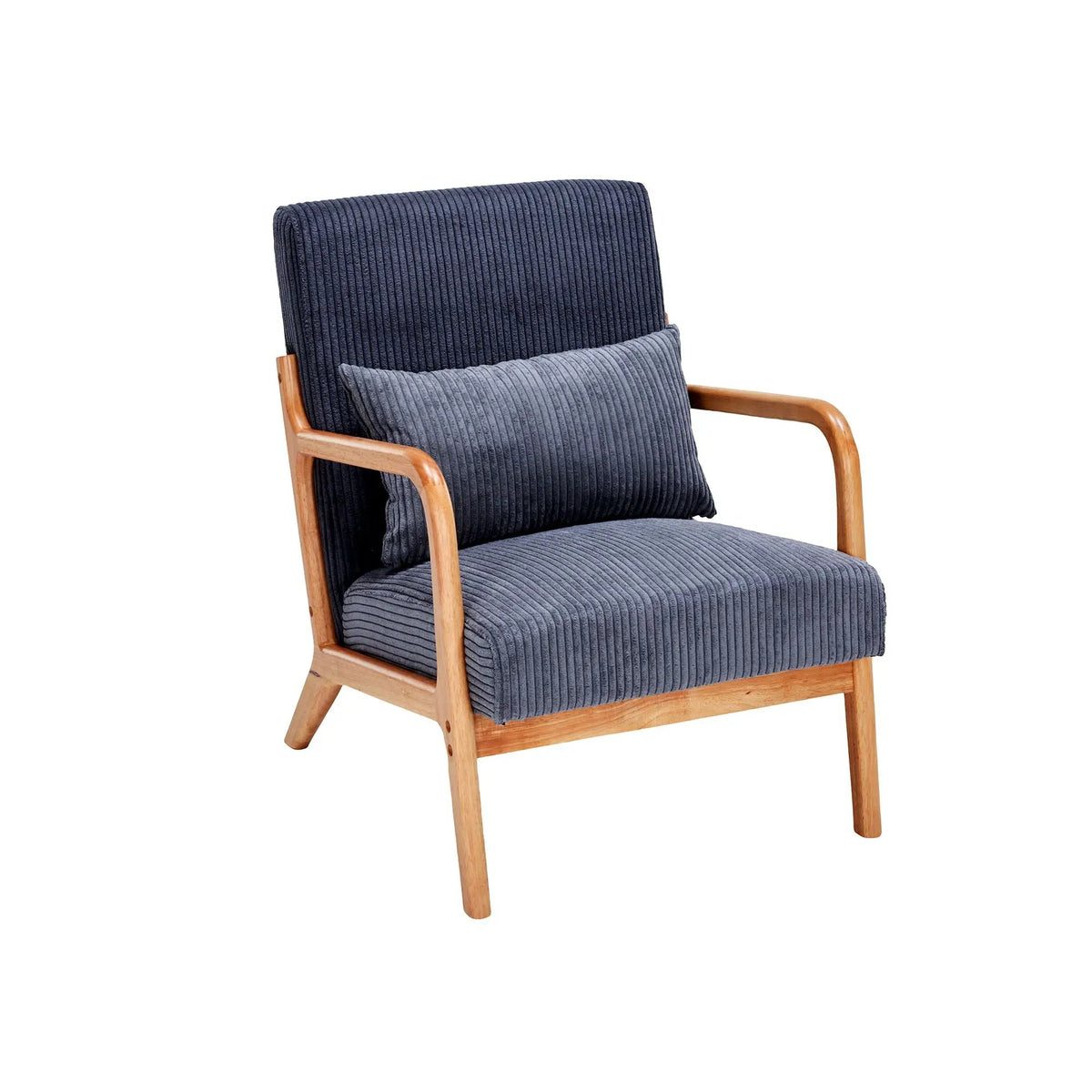 Upholstered Accent Arm Chair | Rubberwood Frame | Removable Pillow | Natural Texture