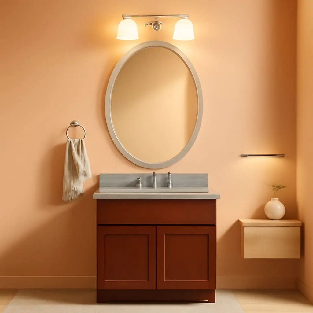 Brushed Nickel Oval Framed Vanity Mirror Beveled Edge from PriceLows™