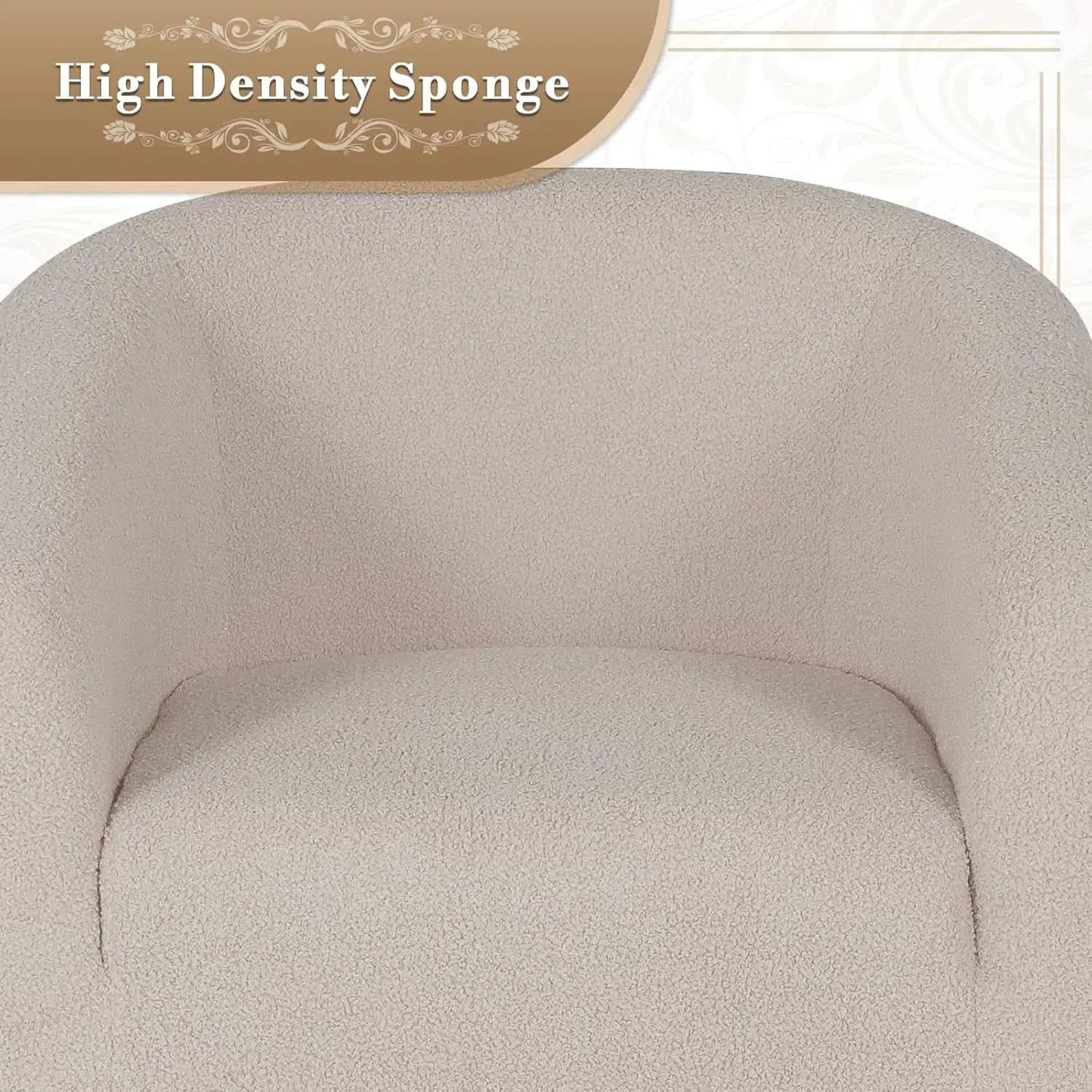Grey Furry Barrel Accent Chair Velvet Textured Upholstered from PriceLows™