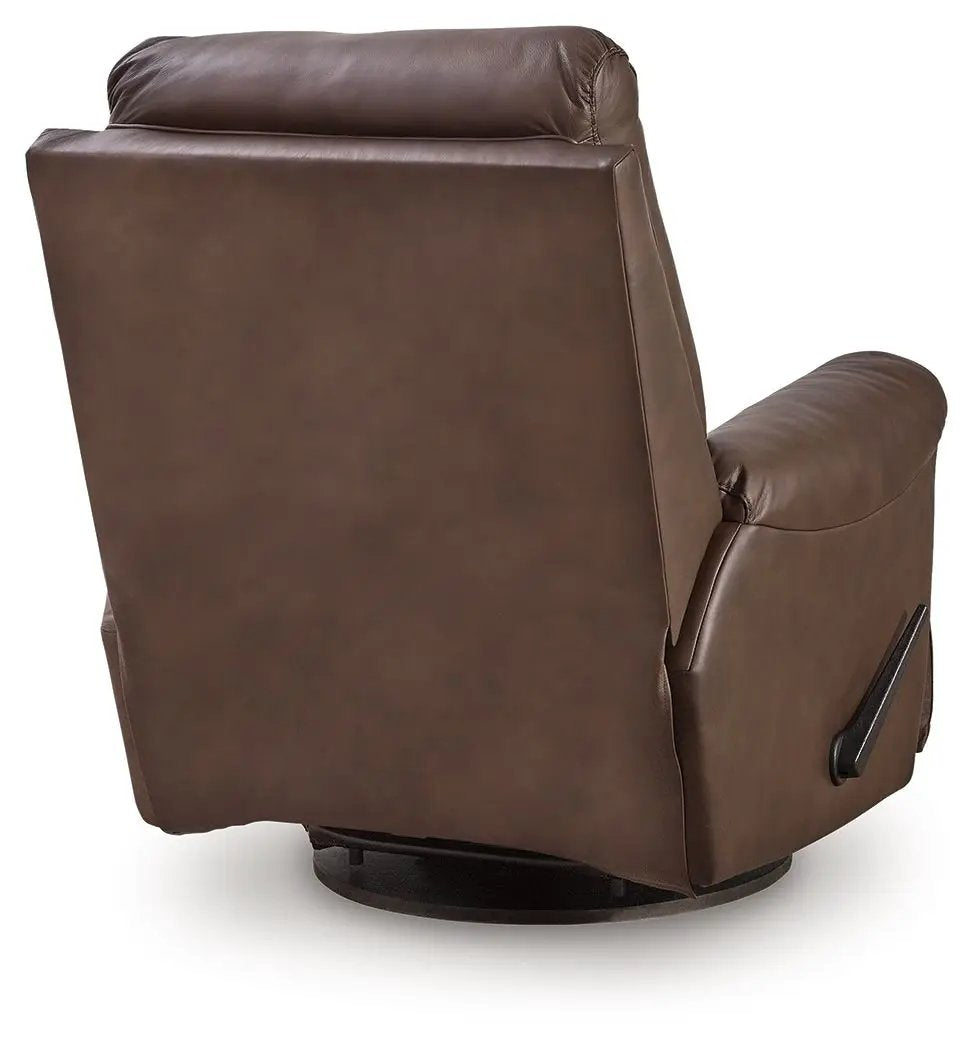 Flynwood Swivel Glider Recliner | Butternut Leather And Faux Leather | Pillow Top Arms | High Back
