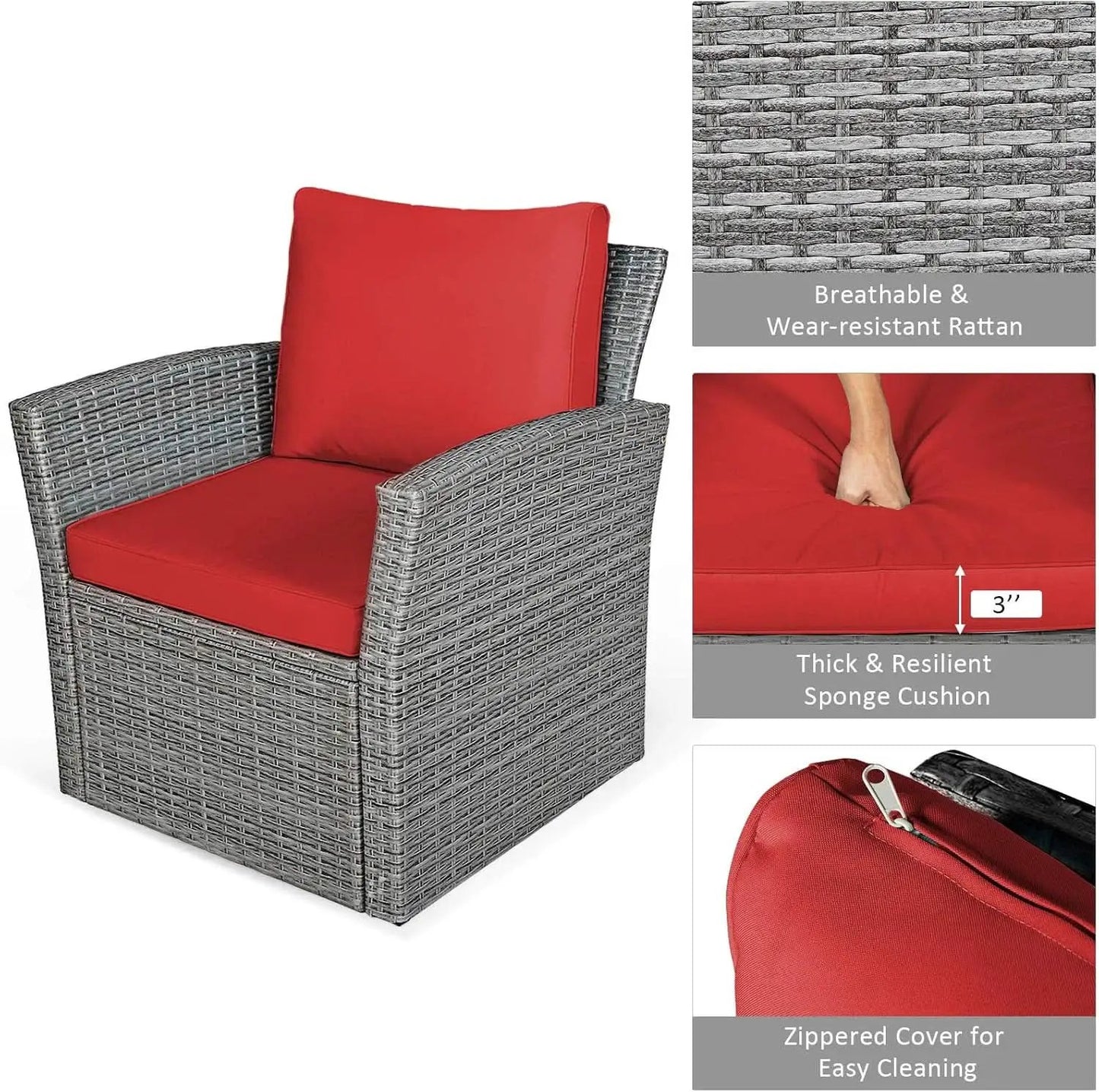 4 Piece All Weather Patio Furniture Set With Cushions And Glass Table from PriceLows™