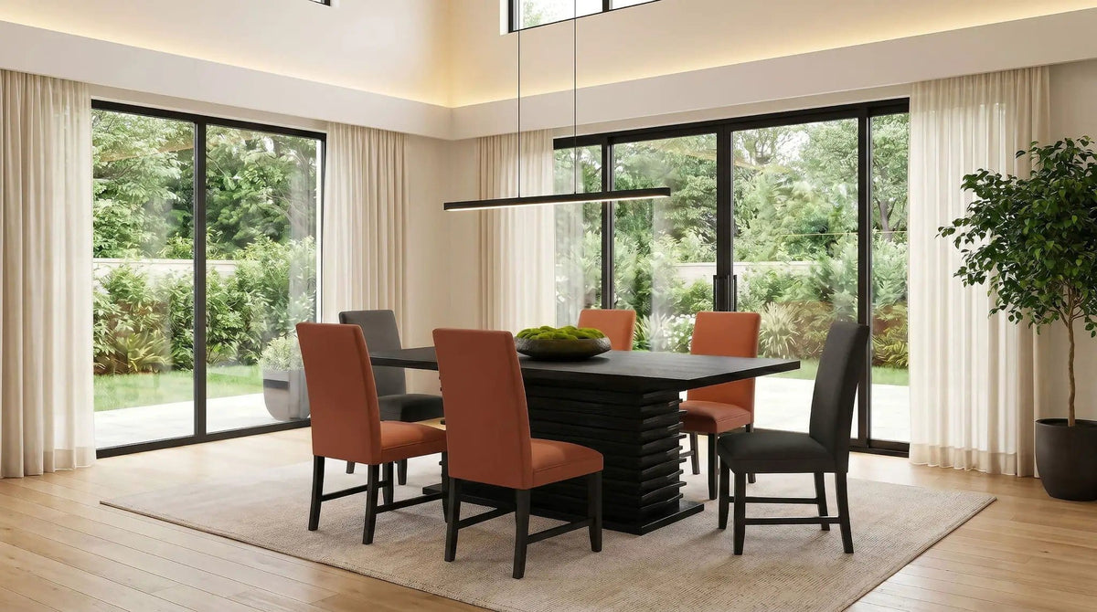 Stanton Rectangular 66-inch Dining Table | 65.75 x 42 x 30 in | Rubberwood & Engineered Wood | Black
