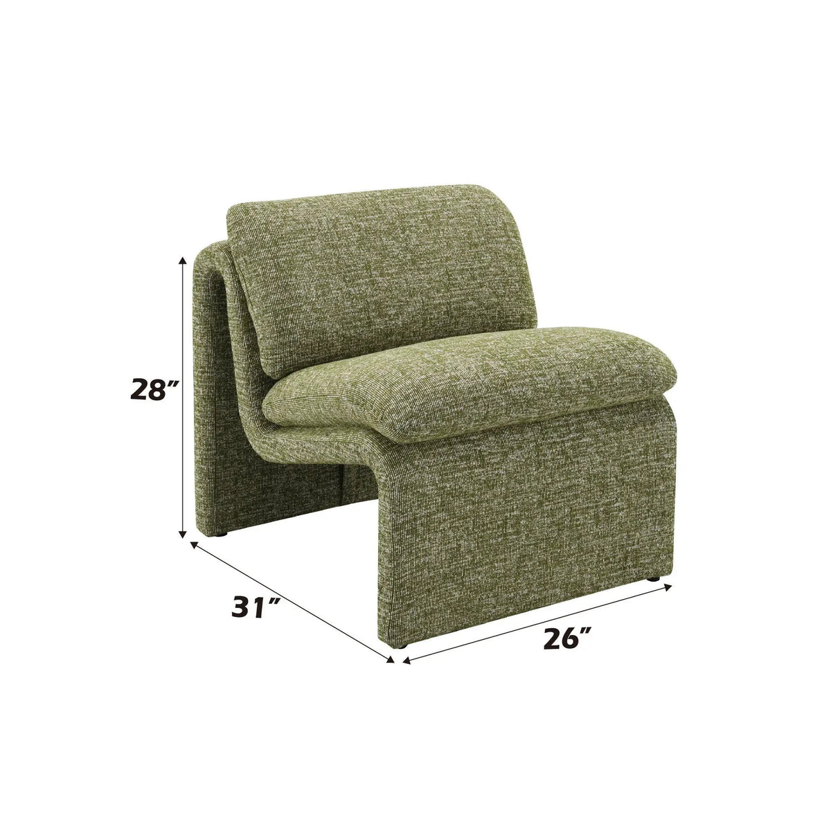 Jaeda Curved Accent Chair | Premium Fabric | Full Foam Cushions | Wooden Inner Frame