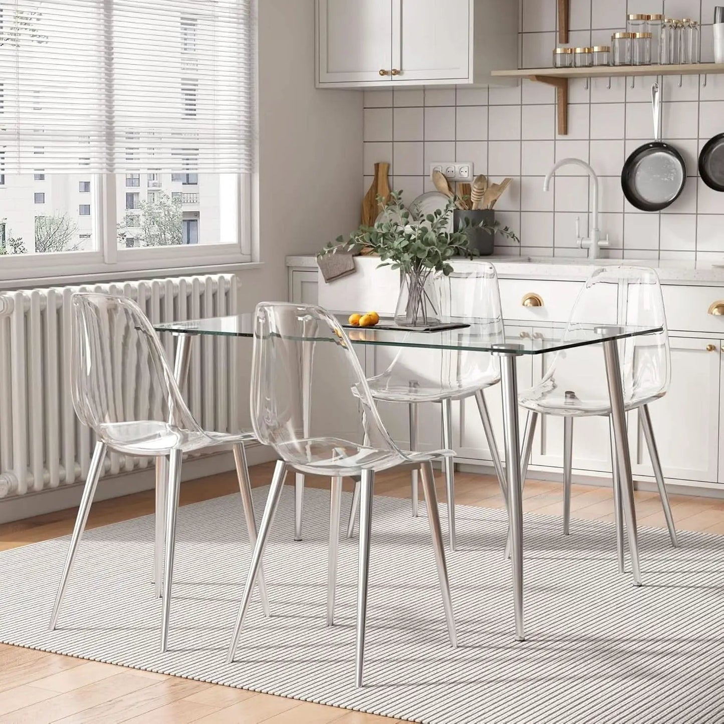 Clear Acrylic Dining Chairs Set Of 4 With Metal Legs from PriceLows™