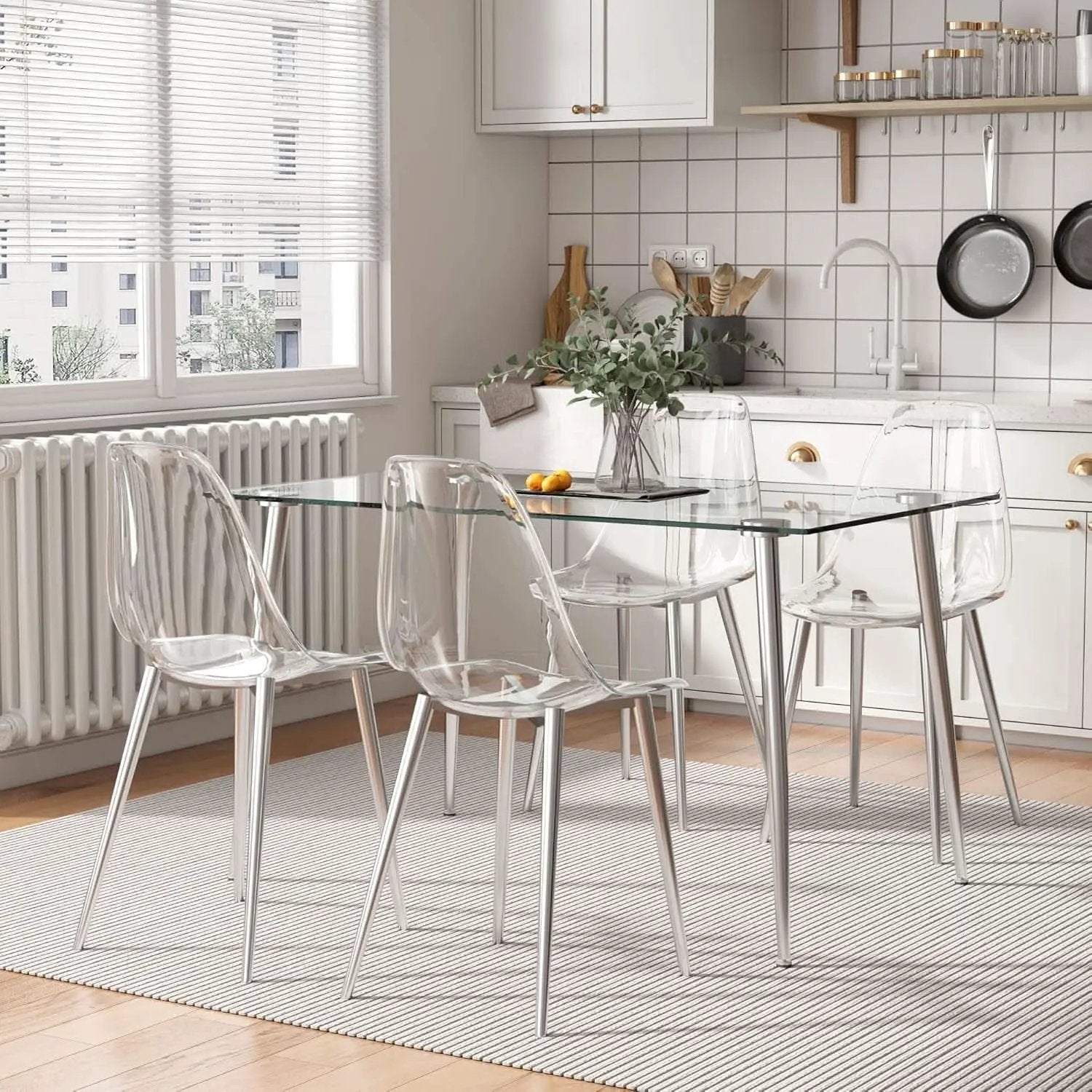 Clear Acrylic Dining Chairs Set Of 4 With Metal Legs from PriceLows™