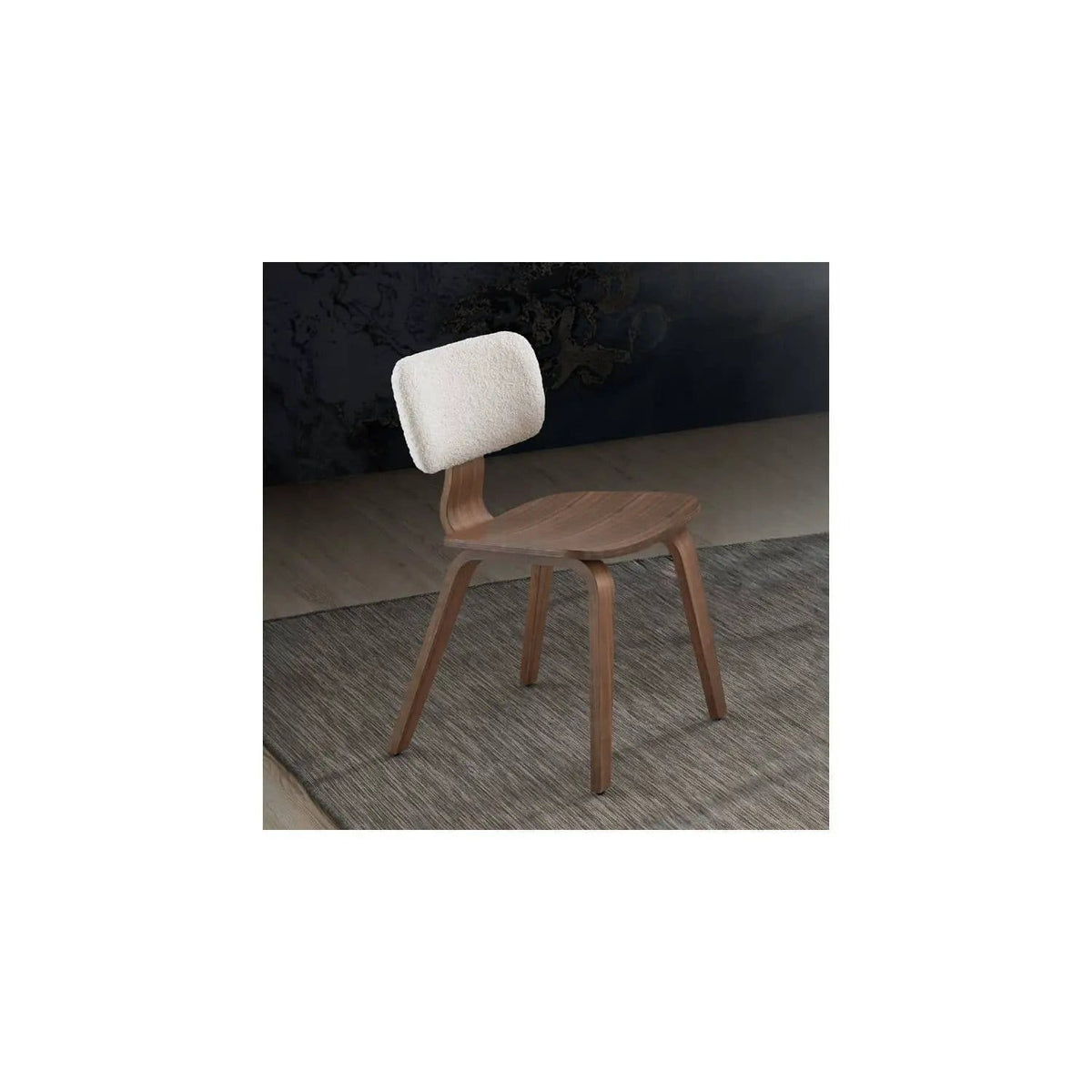 Casson Boucle 7 Walnut Side Chair (Set of 2) | 22 x 18 x 30 in | Walnut & Boucle | White / Walnut