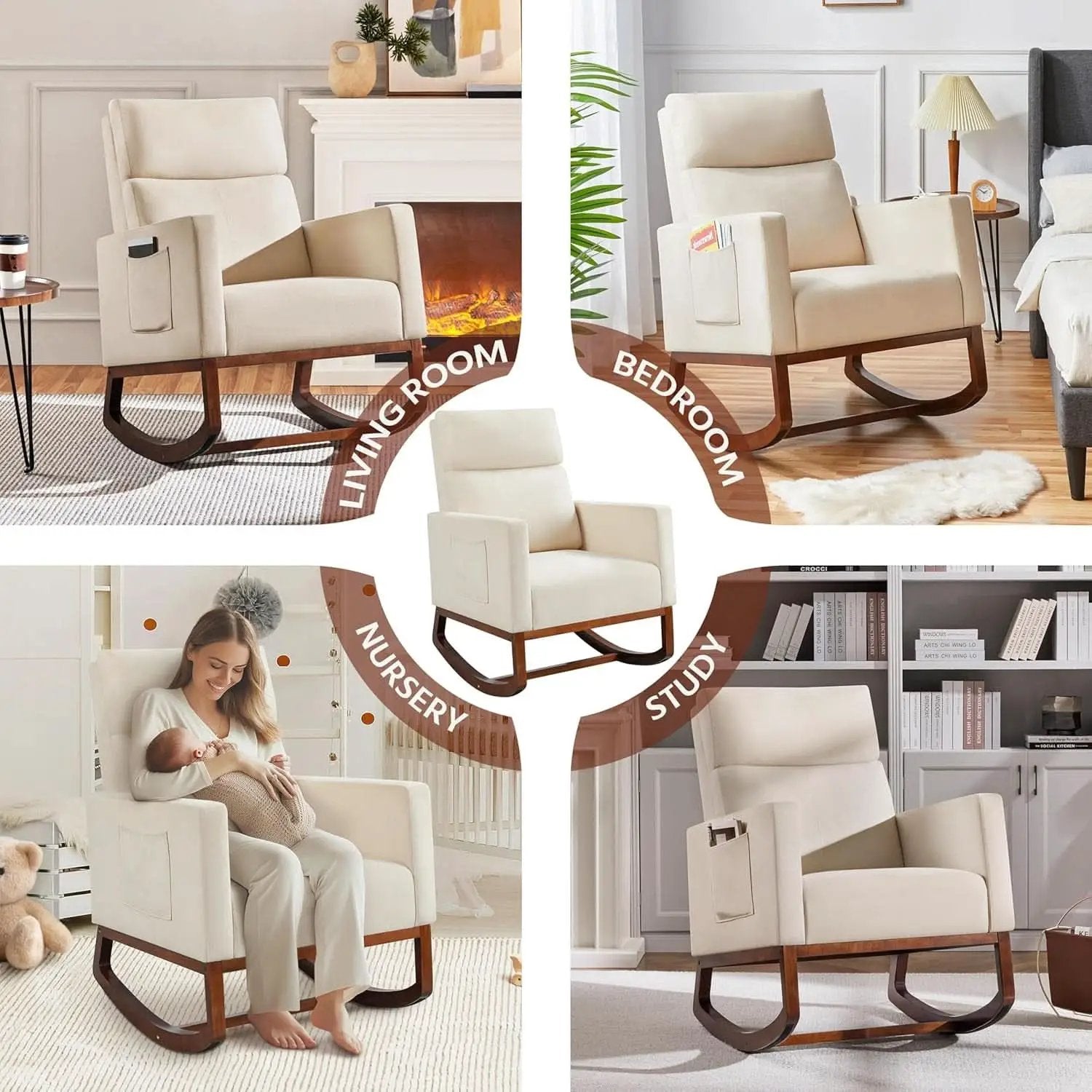 Rocking Recliner Chair With Side Pocket And Adjustable from PriceLows™