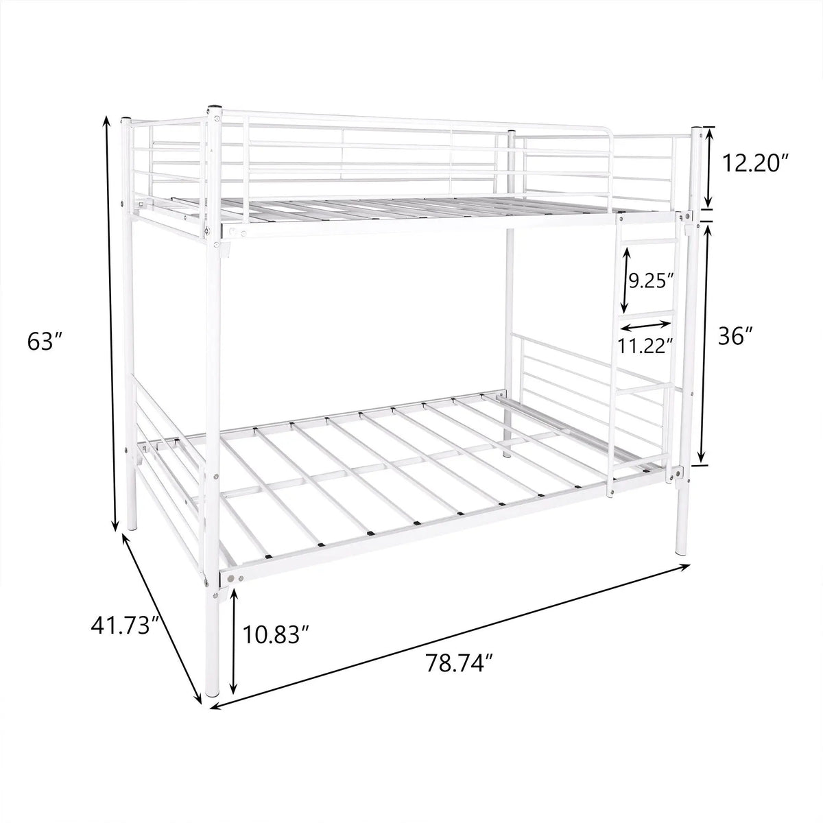 Metal Bunk Bed | Reinforced Steel Frame | Noise Free Design | With Ladder