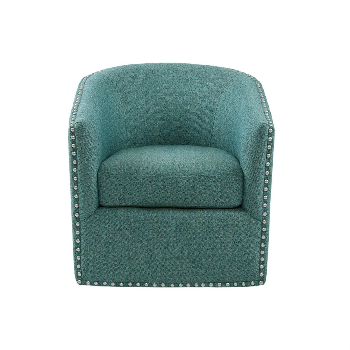 Swivel Chair With 360 Degree Rotation | Silver Nailhead Accents | Metal Base | High-Density Foam Cushion