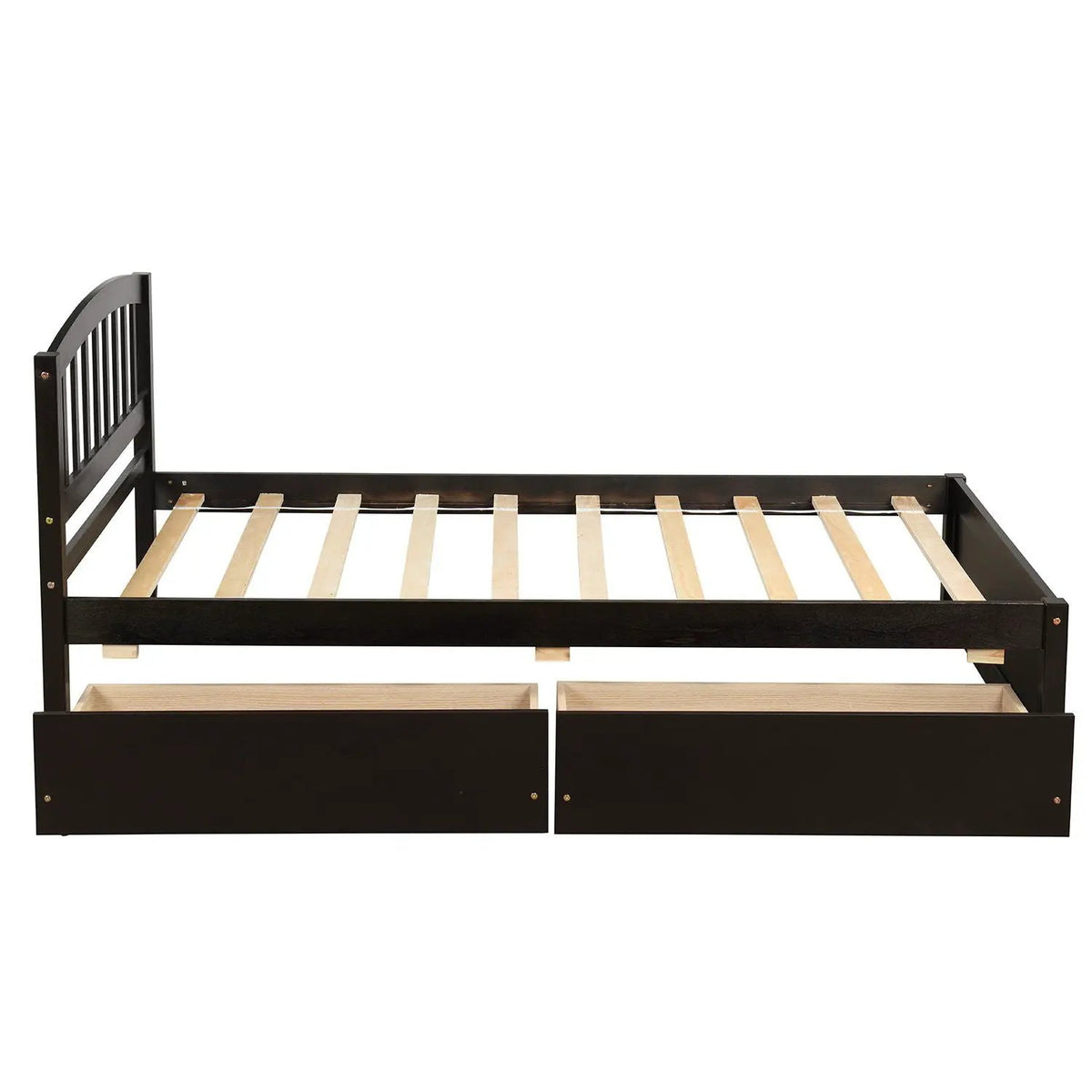 Platform Storage Bed | Wood Frame | Two Drawers | Headboard And Footboard