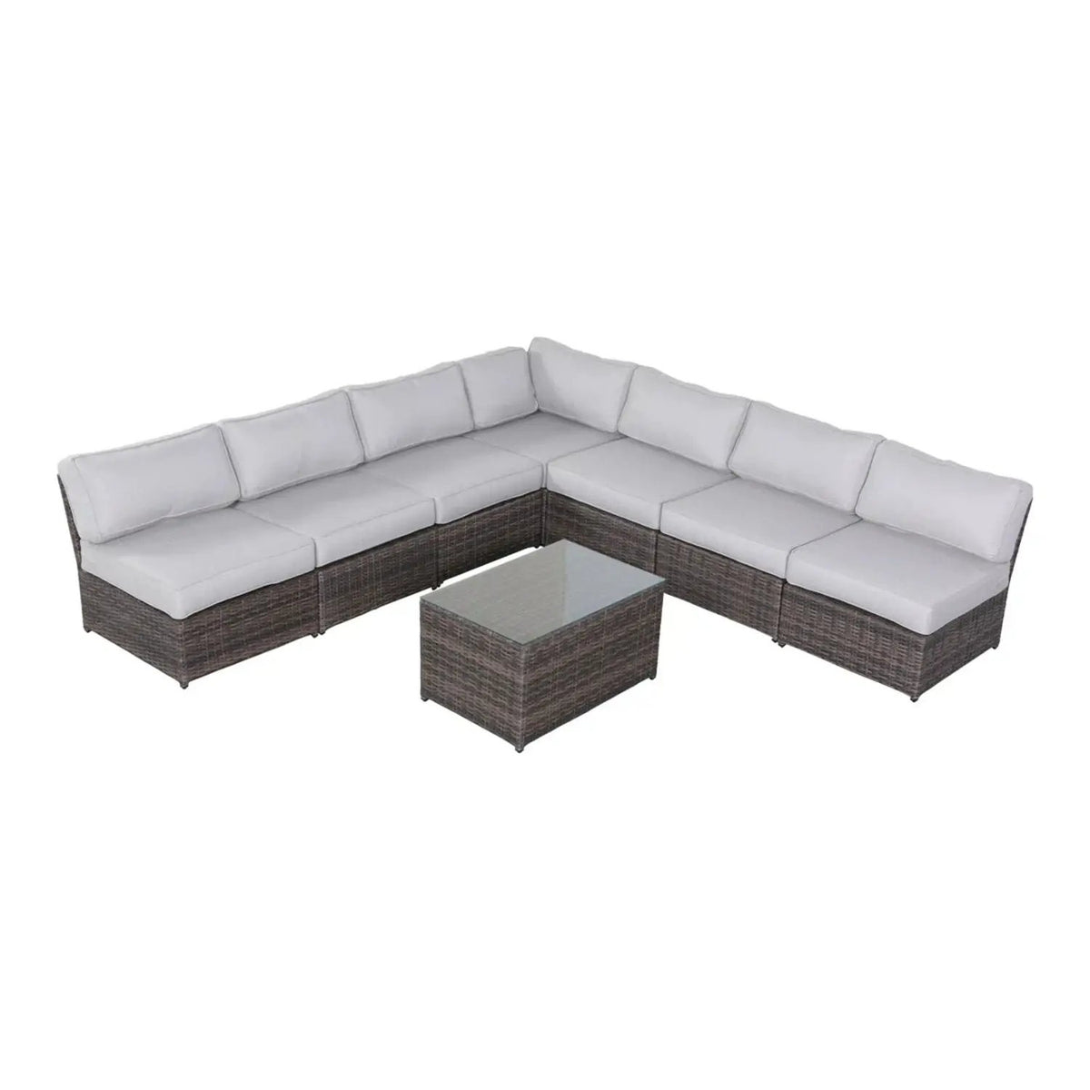 Outdoor Rattan Sectional Set | Half-Round HDPE Wicker | Rustproof Aluminum Frame | Fully Assembled