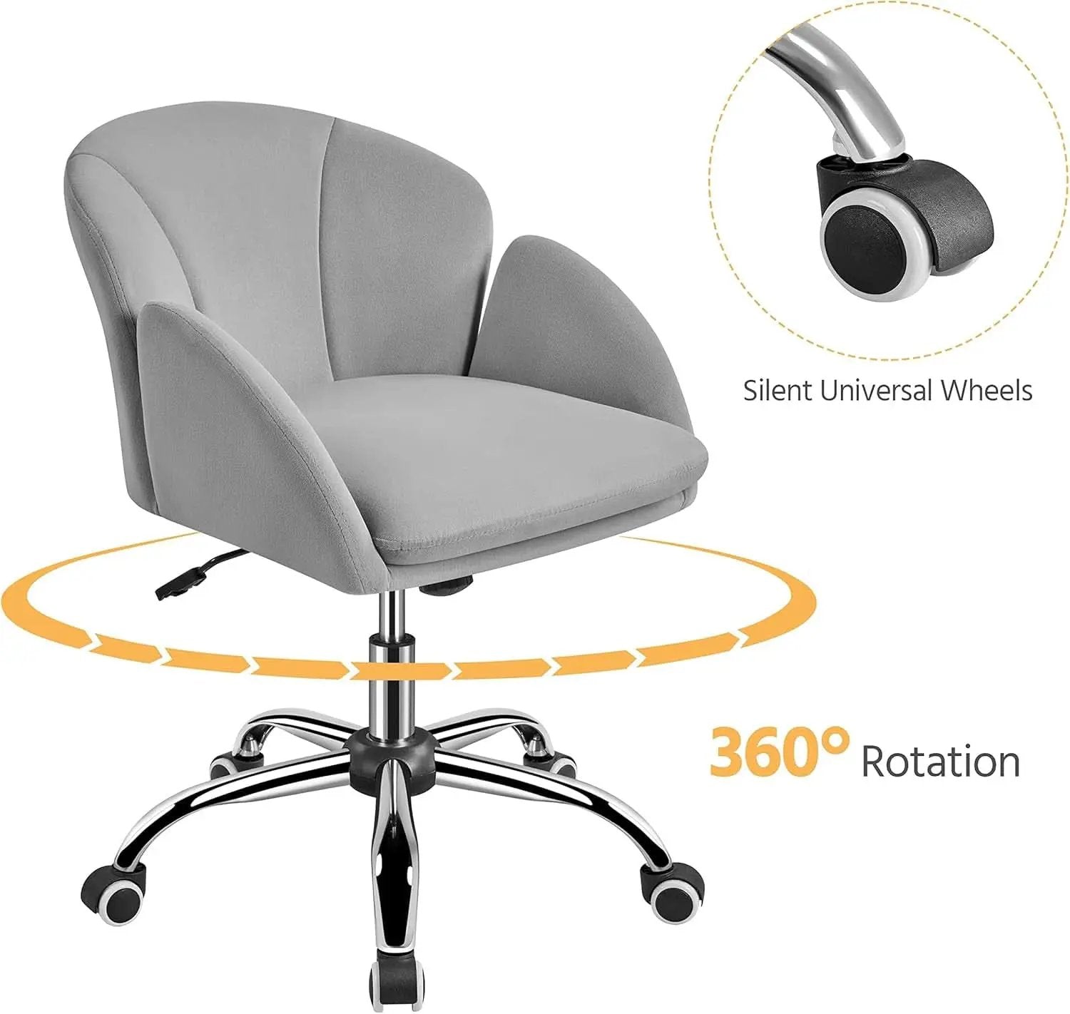 Velvet Desk Chair Armrests Light Gray Modern Office Chair from PriceLows™