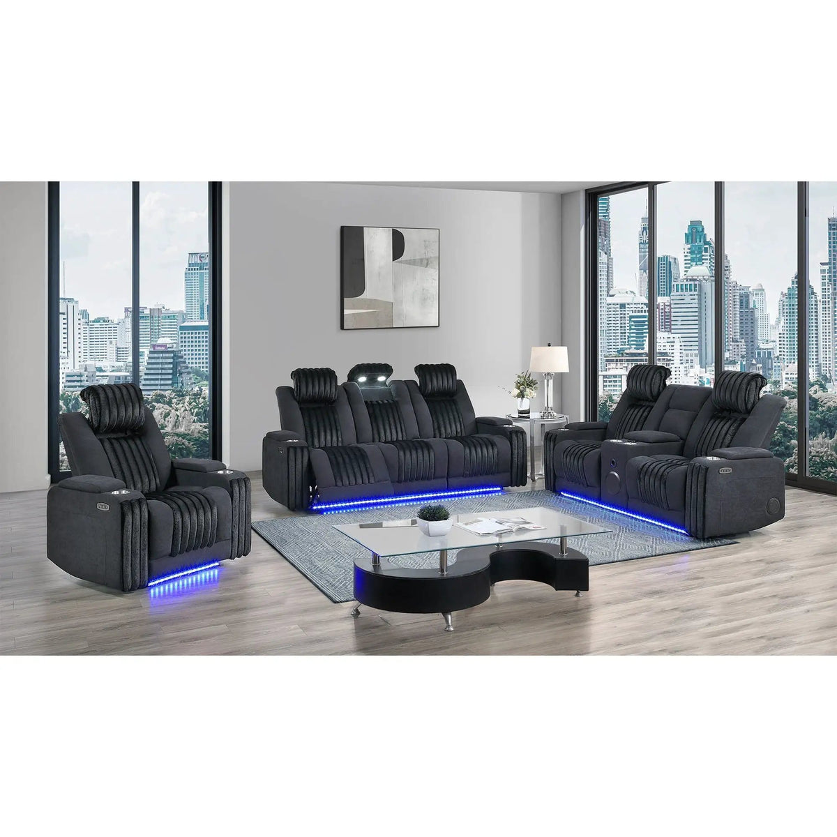 Duran Power Recliner With Power Headrest Reclining Chair | 3 Pieces | Wood | Living Room