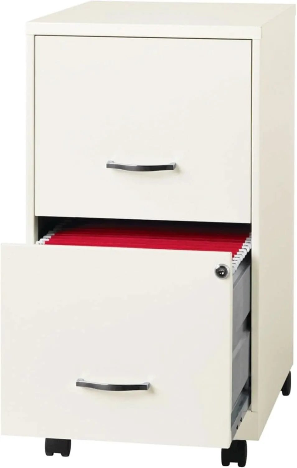 LYS SOHO White Mobile File Cabinet With Locking Two Drawers from PriceLows™