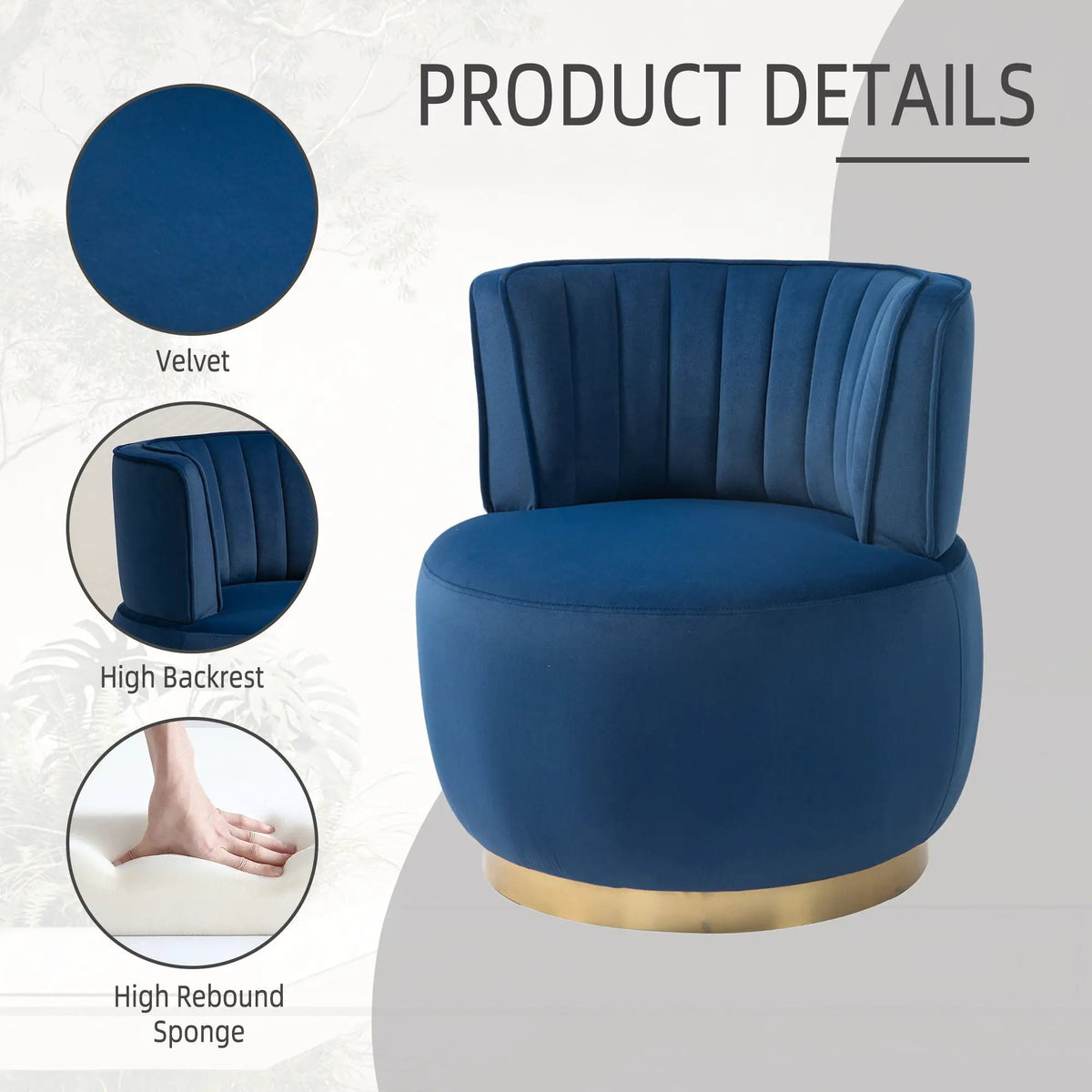 360 Degree Swivel Barrel Chair | Cuddle Accent Sofa Chair | Super Soft Fabric | Wrap-Around Barrel Back