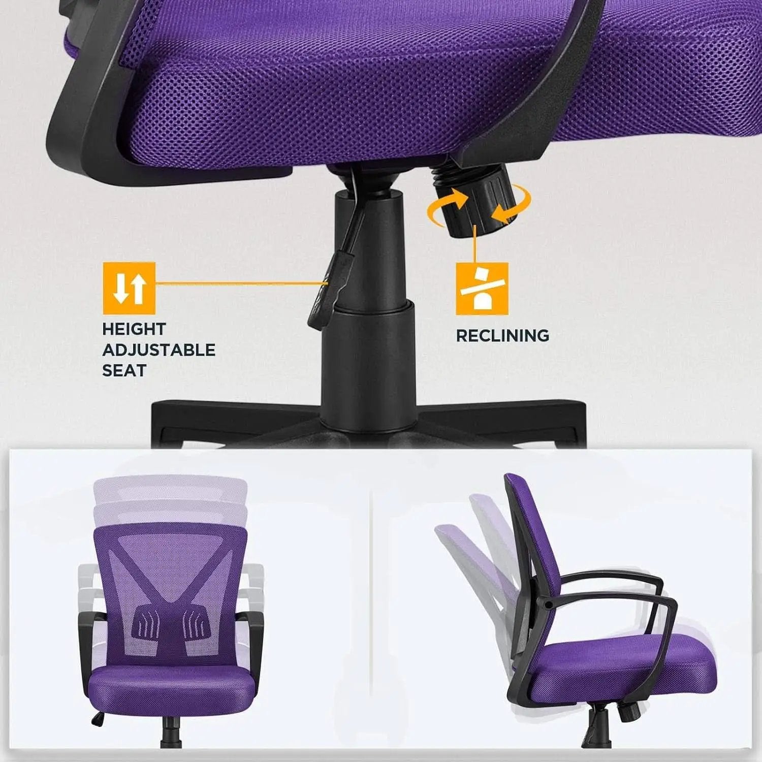 Ergonomic Purple Mesh Office Desk Chair With Lumbar Support from PriceLows™