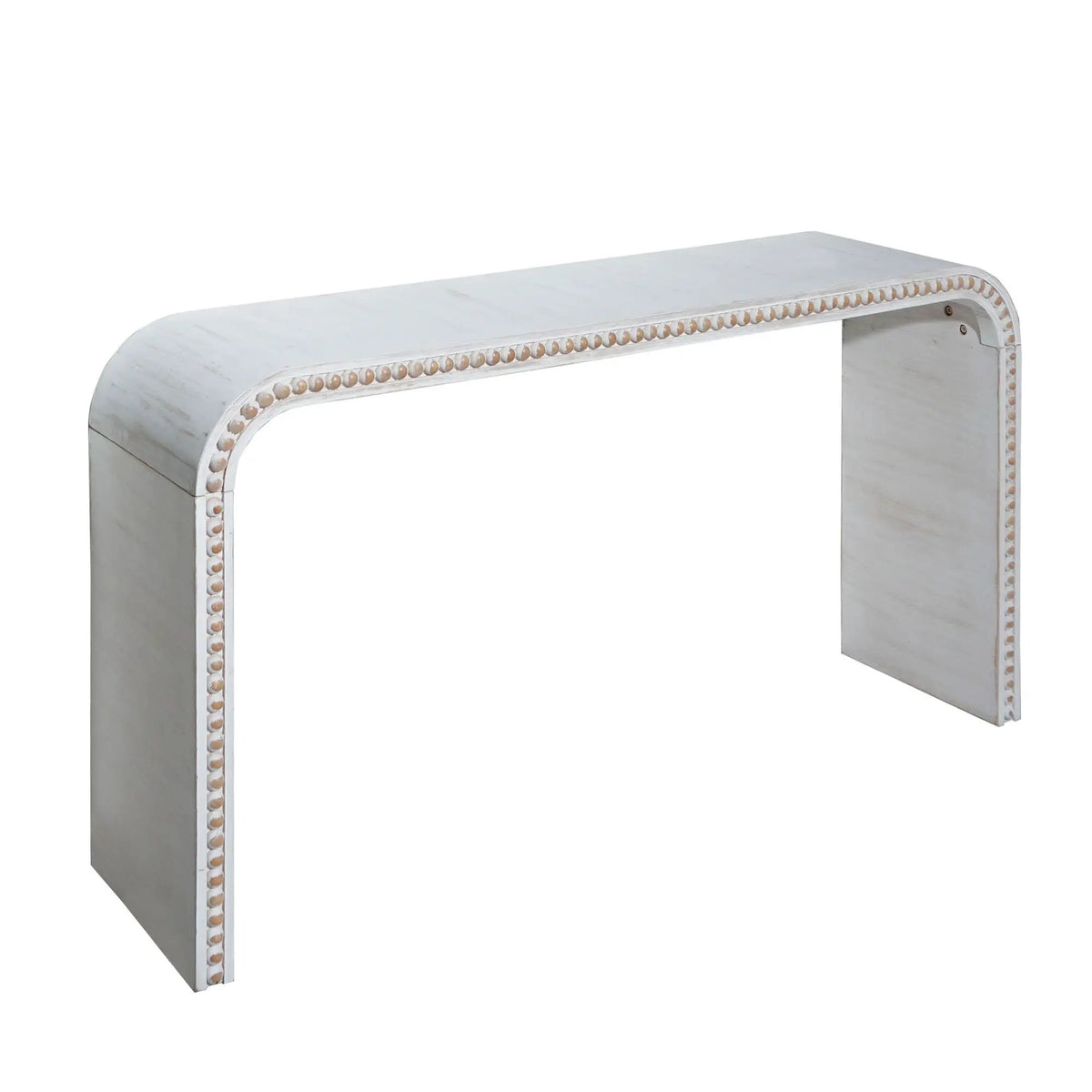 Waterfall Console Table | 59 Inch Width | Wood Trim Accent | Farmhouse Finish