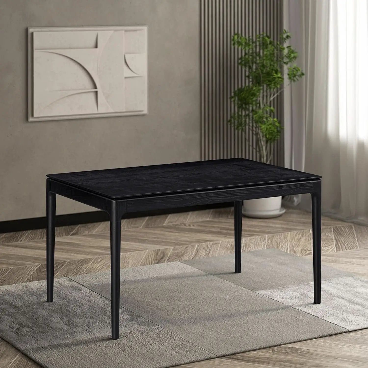 Mingle 55 Inch Modern Rectangular Dinner Table Burnt Black from PriceLows™
