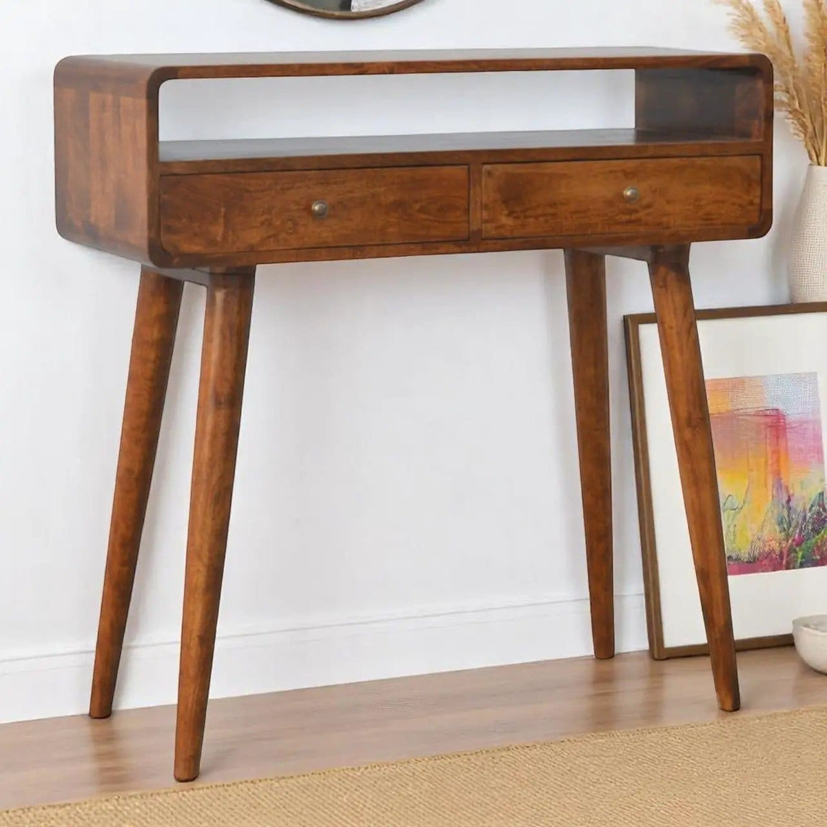 Curved Chestnut Console Table | 3 Pieces | Mango Wood | Living Room