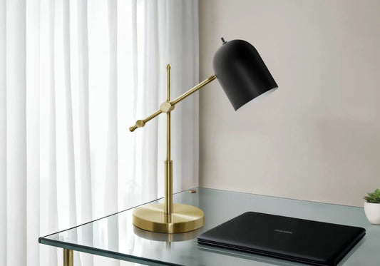 Lighting, Brass Metal, Contemporary - Table Lamp | 13.5 x 6.5 x 18.5 in | Metal & Brass | Gold