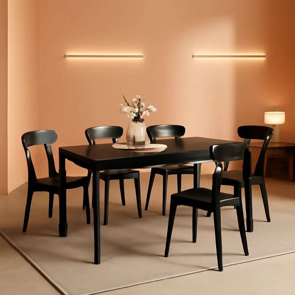 Solid Oak Extra Wide Dining Chairs Set Black Kitchen from PriceLows™