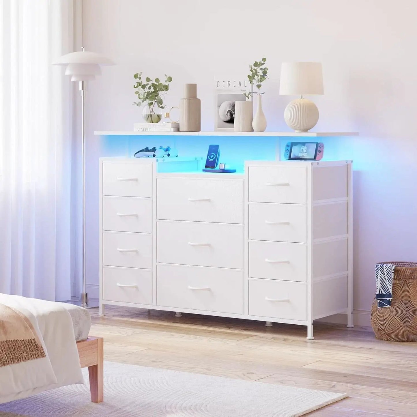 11 Drawer Dresser With Fabric Drawers And Charging Station For Bedroom Storage And Organization from PriceLows™