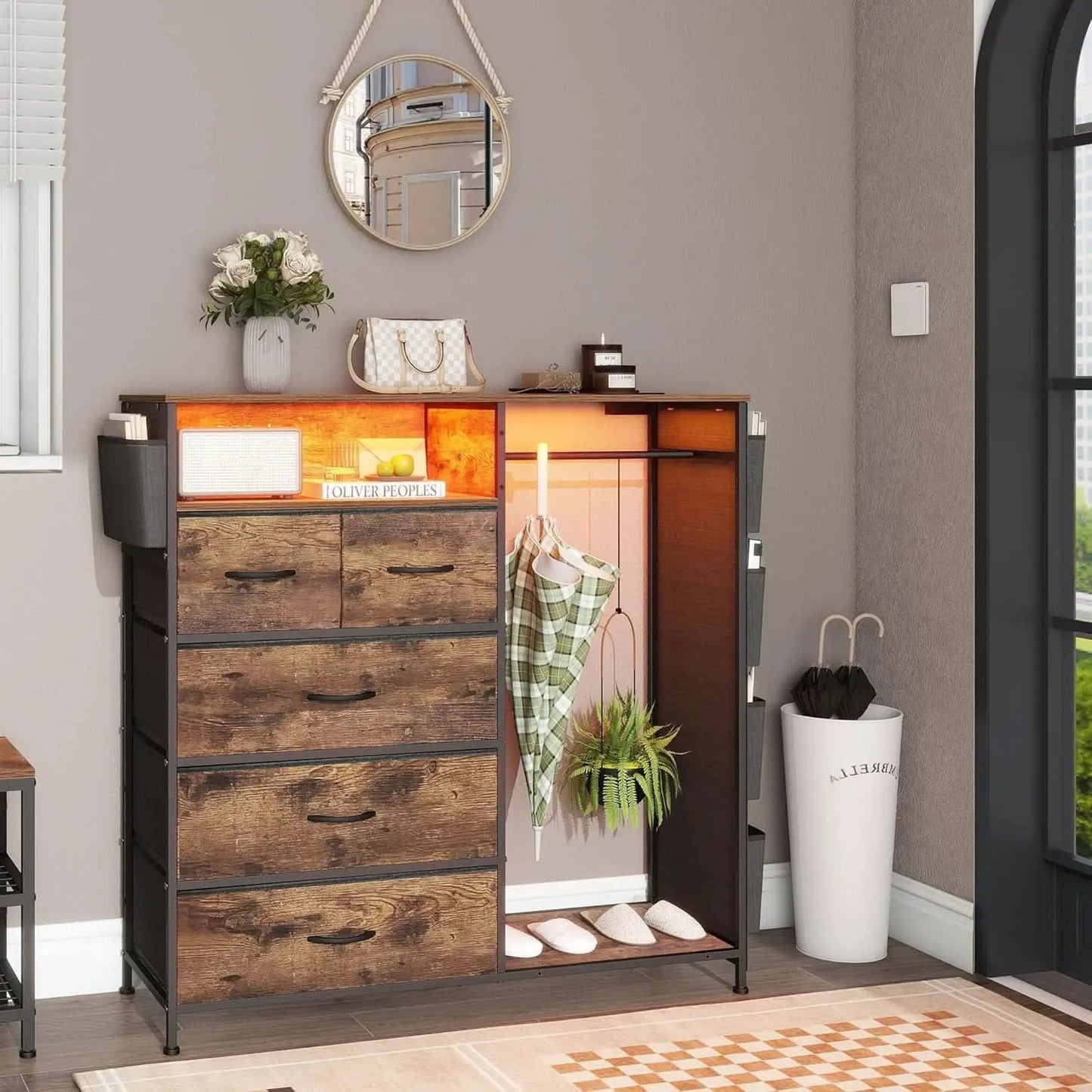 Matte Black Dresser With LED Charging Station For Bedroom from PriceLows™