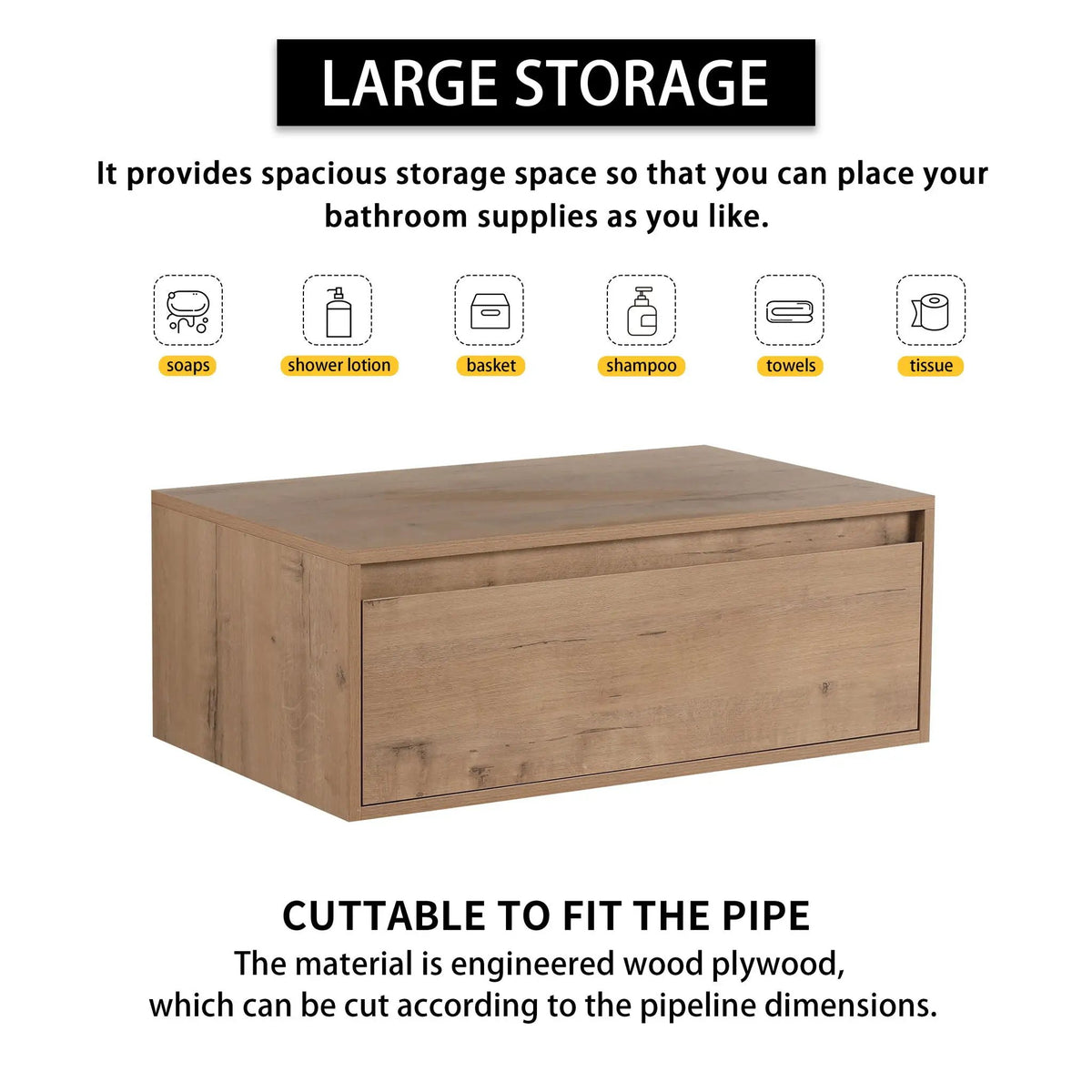 Floating Bathroom Cabinet | Soft Close Drawers | Scratch Resistant Melamine