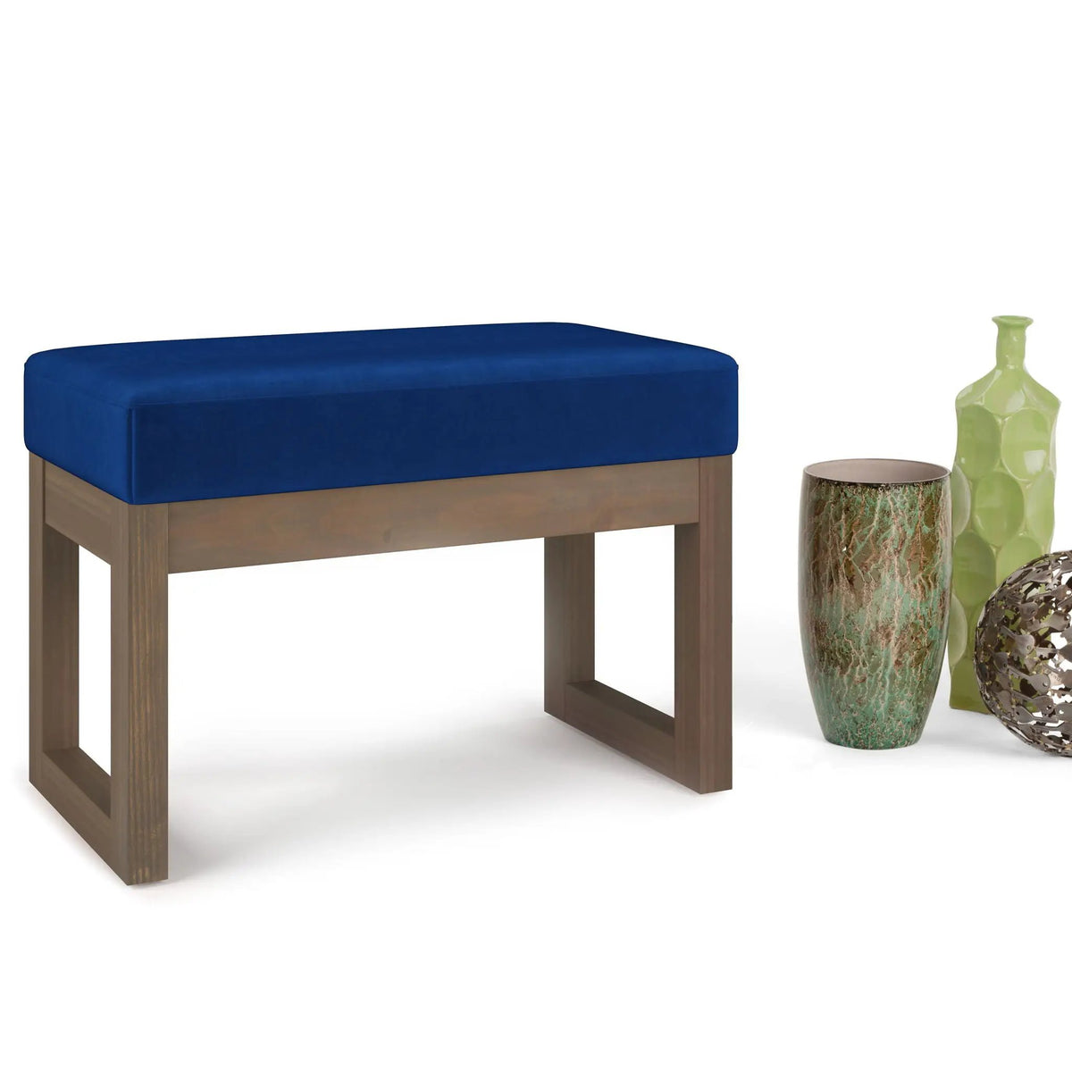 Milltown Upholstered Ottoman Bench | Driftwood Solid Wood Base | Versatile Design | 44.5 Inch Width