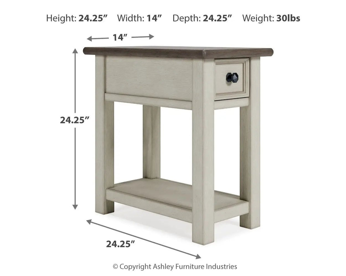 Bolanburg Chairside End Table | Farmhouse Style | Two-Tone Finish | Weathered Look