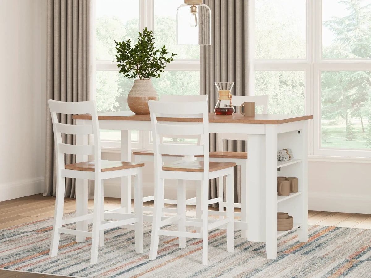 Gesthaven Rectangular Counter Set | 5-Piece | Dining Room Counter Height | Natural Wood Tone