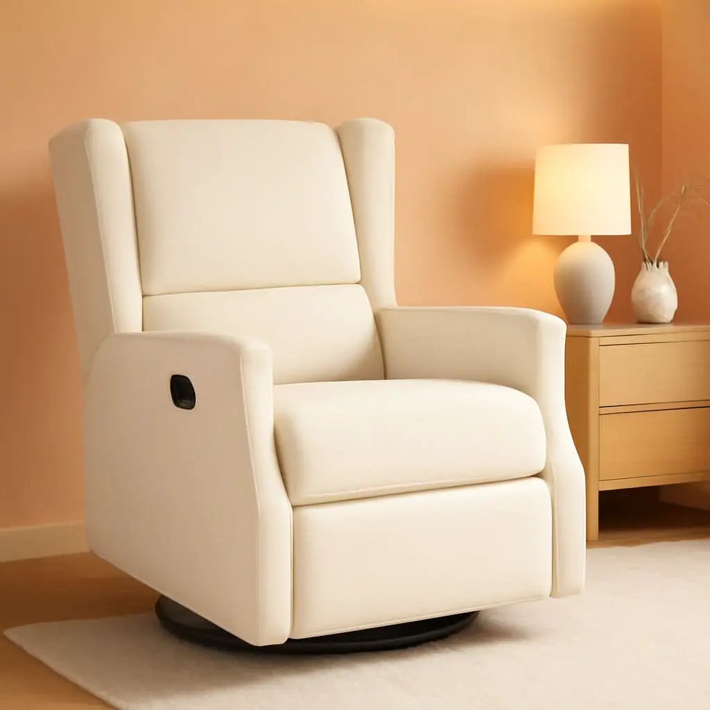 Omma Swivel Glider Rocking Recliner Cream Upholstered 3In1 from PriceLows™