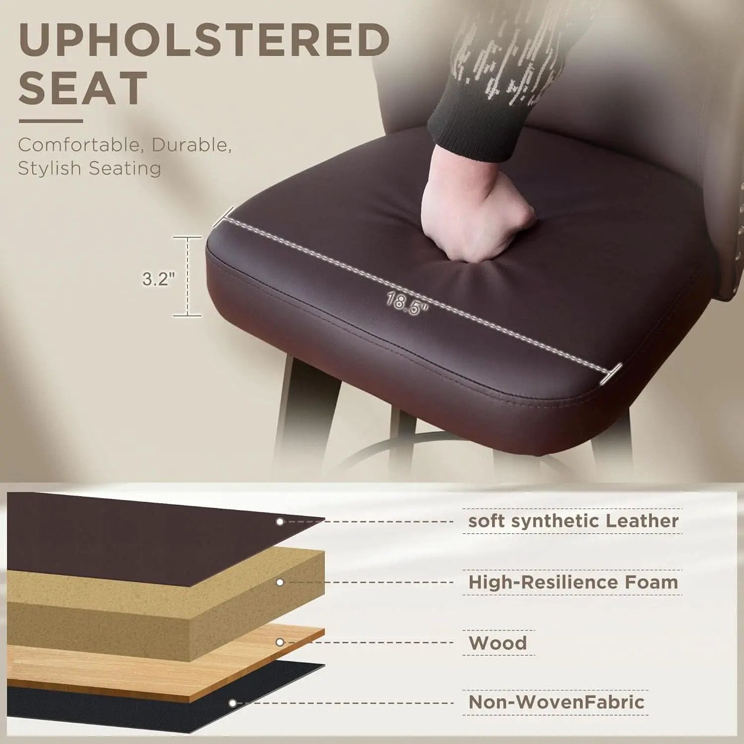 Swivel Bar Stools Set Of 3 Brown Counter Height 27.5in from PriceLows™