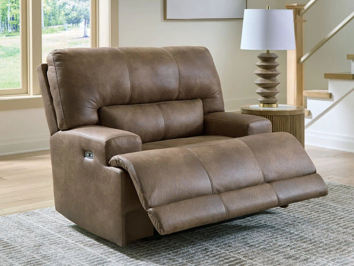 Beckley Place Power Recliner With Adjustable Headrest Reclining Chair | 50 x 42 x 42 in | Faux Leather & Metal | Earth