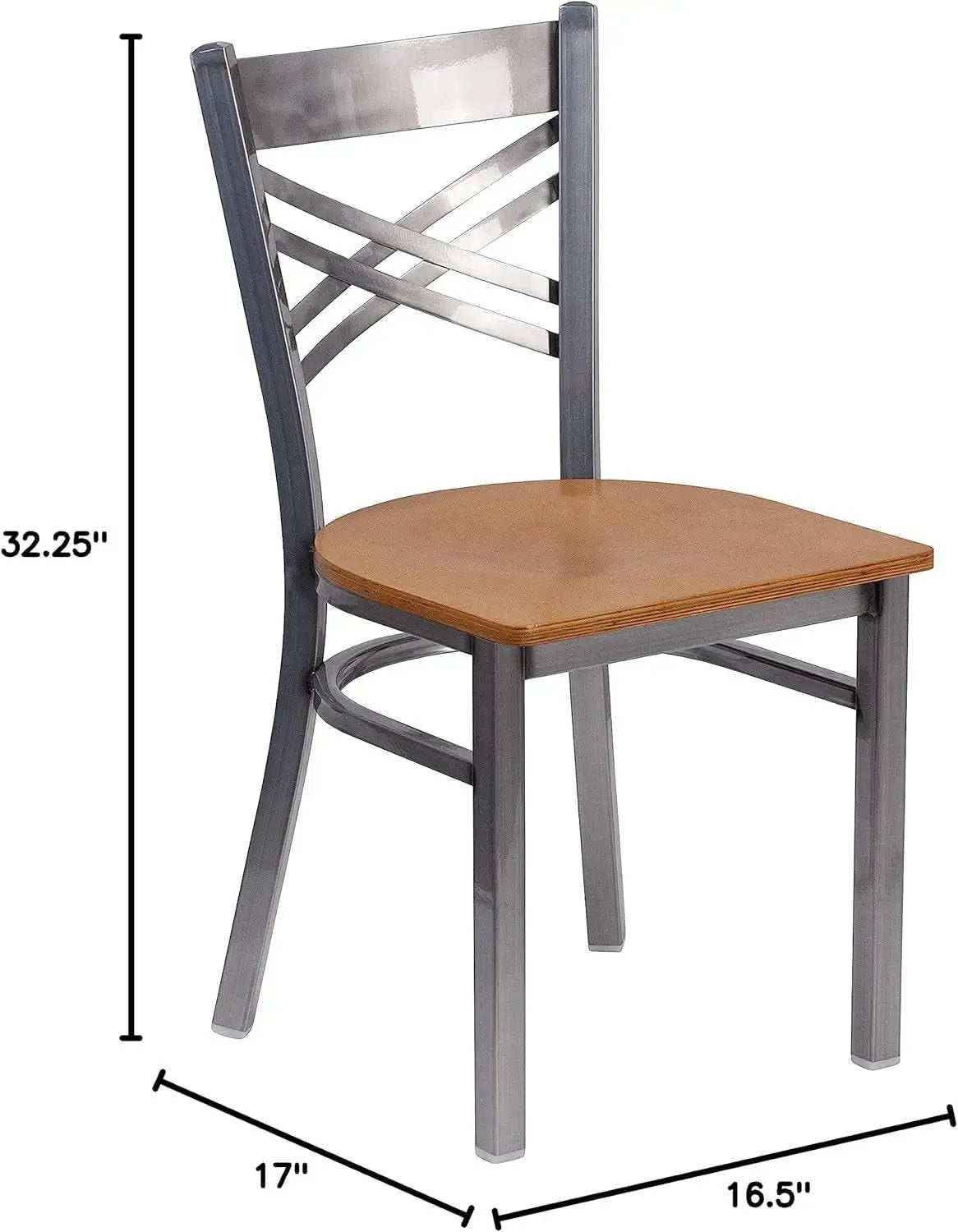 HERCULES Series Clear Coated X Back Metal Restaurant Chair 2 Pack Natural Wood Seat from PriceLows™