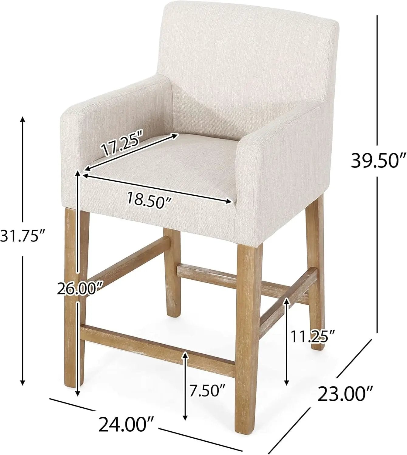 Armga Upholstered 26 Inch Counter Stools Beige Set Of 2 from PriceLows™