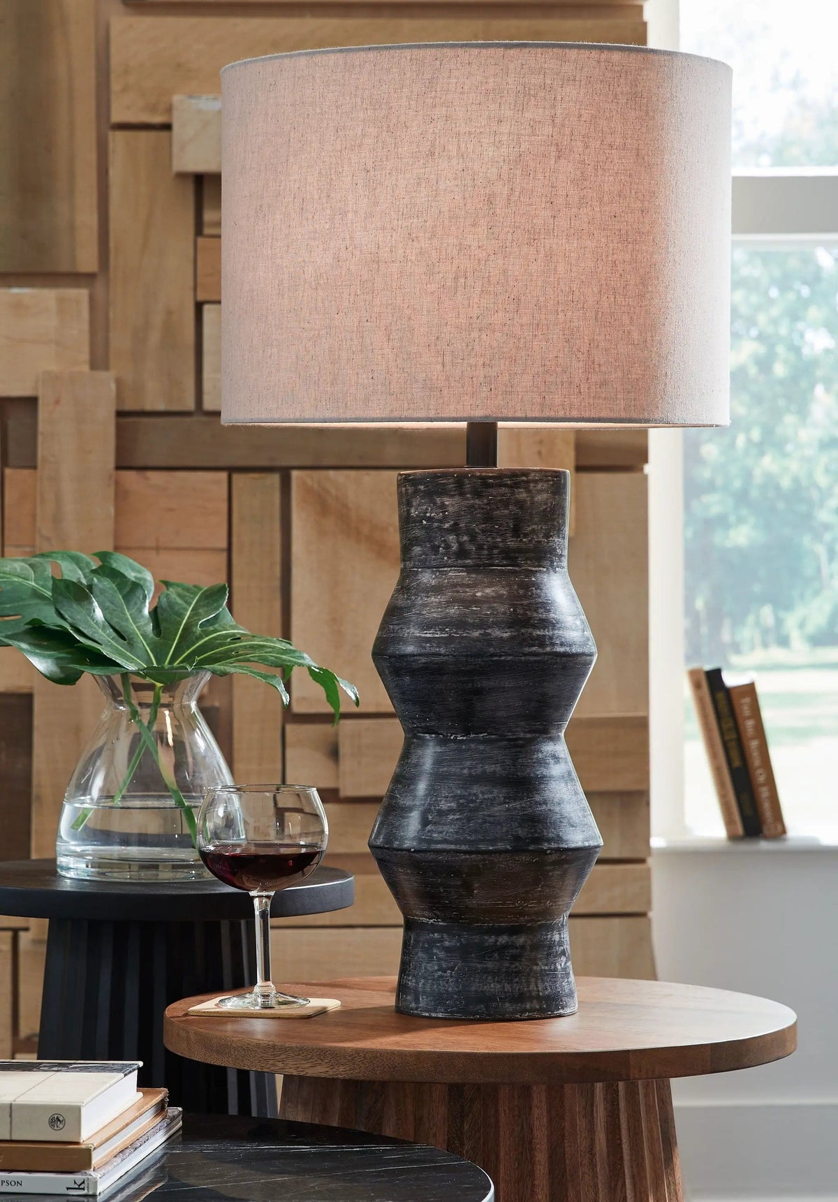Kerbert Terracotta Table Lamp | 16.13 x 16.13 x 30.25 in | Fabric | Distressed Black