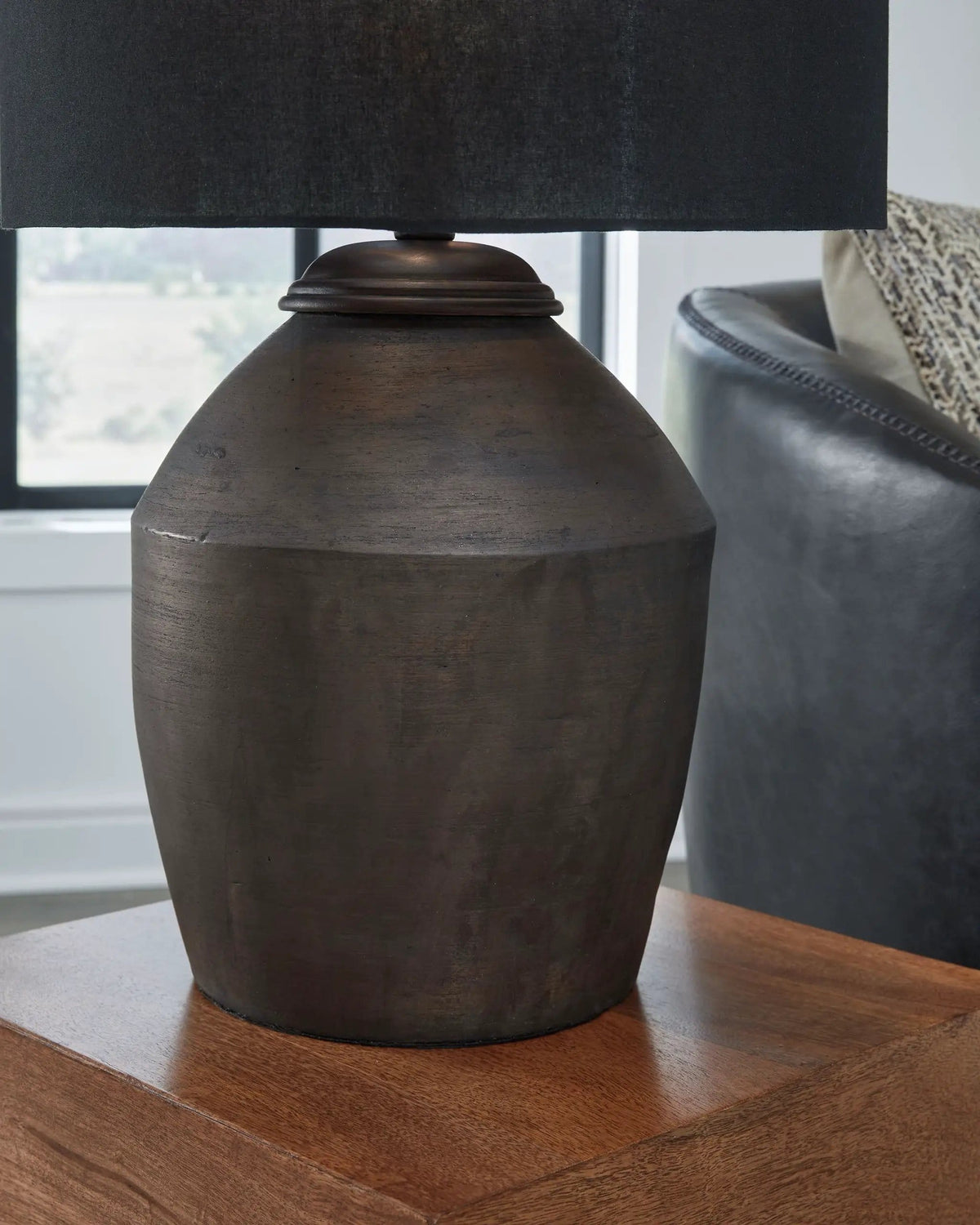 Naareman Terracotta Table Lamp | 16.38 x 16.38 x 26.38 in | Fabric | Metallic Black