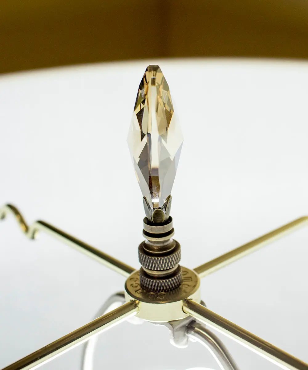 Lamp Finial | Antique Brass | Champagne Crystal | 2.85 Inch Height