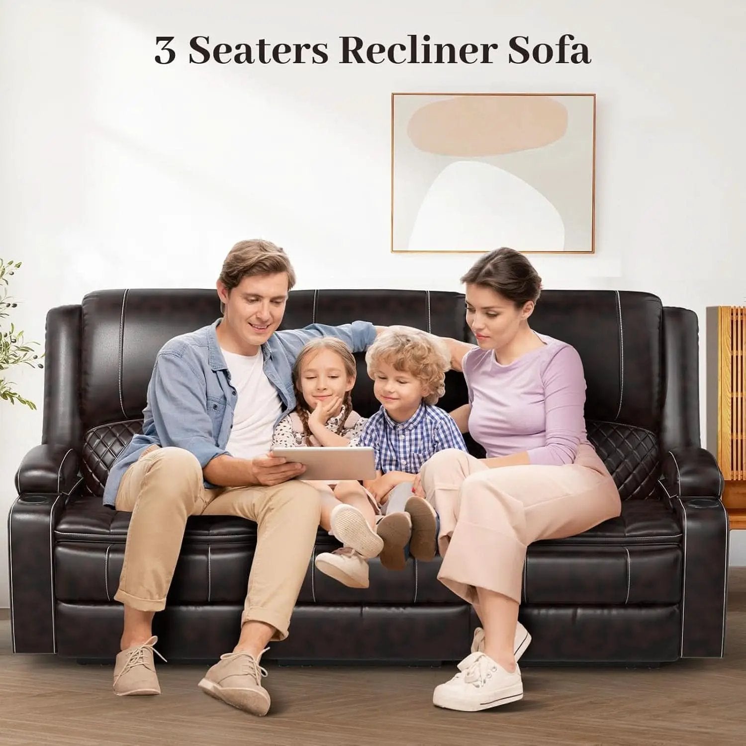 3 Seater Recliner Sofa With Hidden Storage Console from PriceLows™