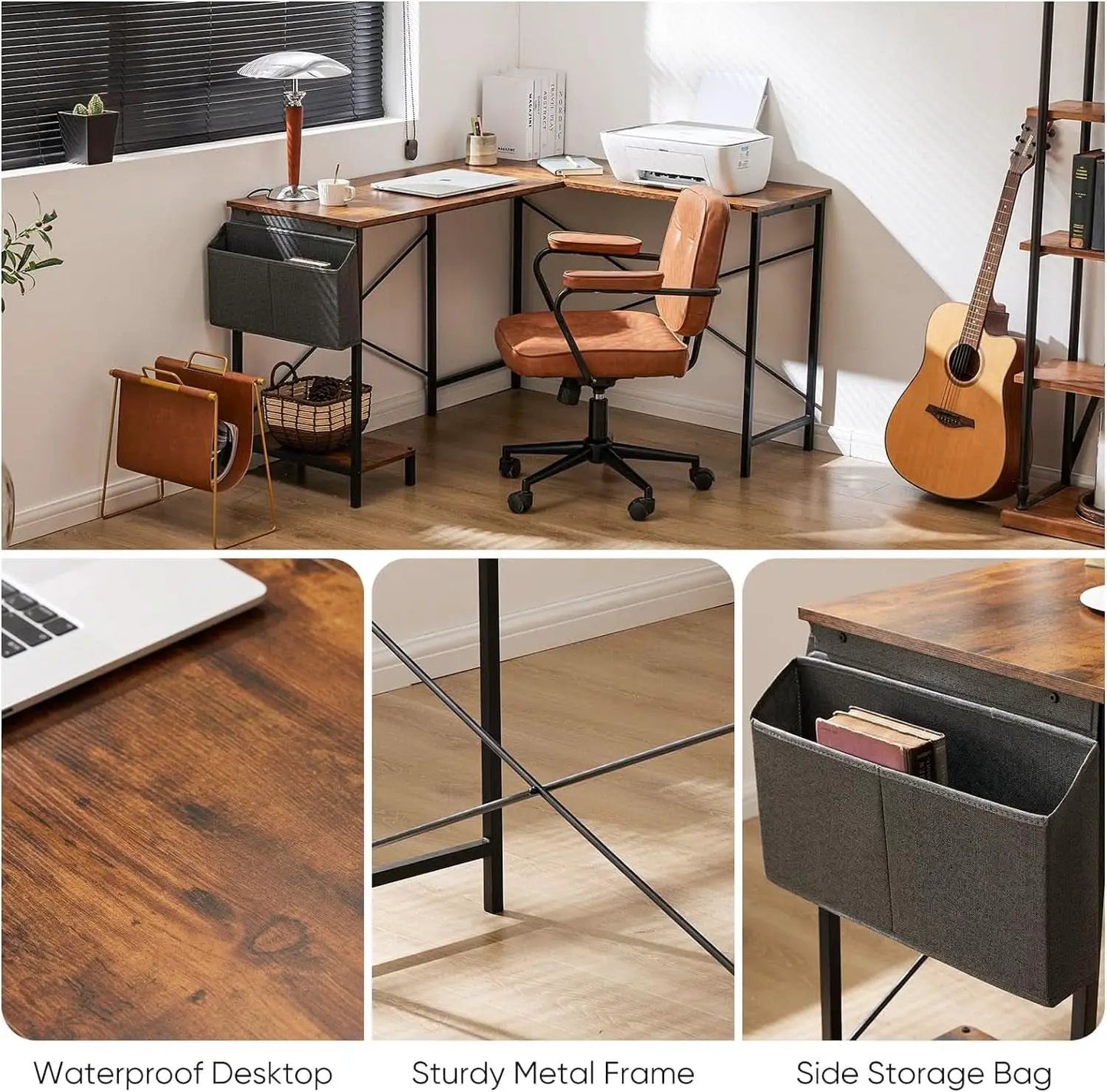 Corner L Shaped Gaming Desk With CPU Stand And Side Bag from PriceLows™