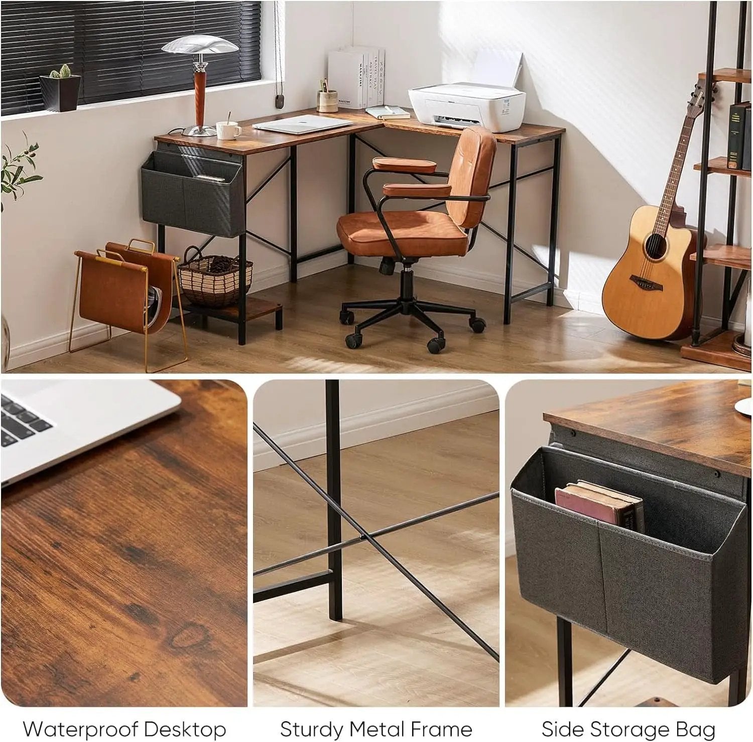 Corner L Shaped Gaming Desk With CPU Stand And Side Bag from PriceLows™