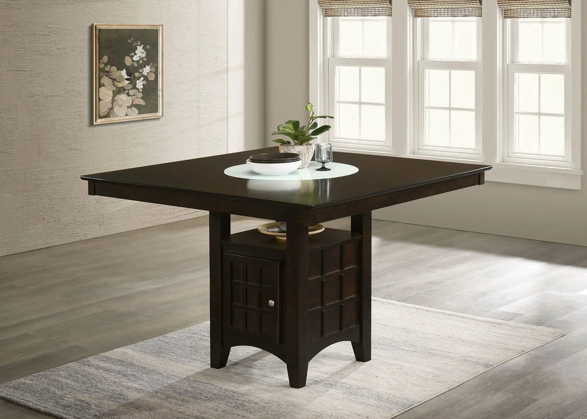 Gabriel 52-inch Counter Height Dining Table | 51.5 x 51.5 x 35.75 in | Rubberwood & Engineered Wood | Cappuccino